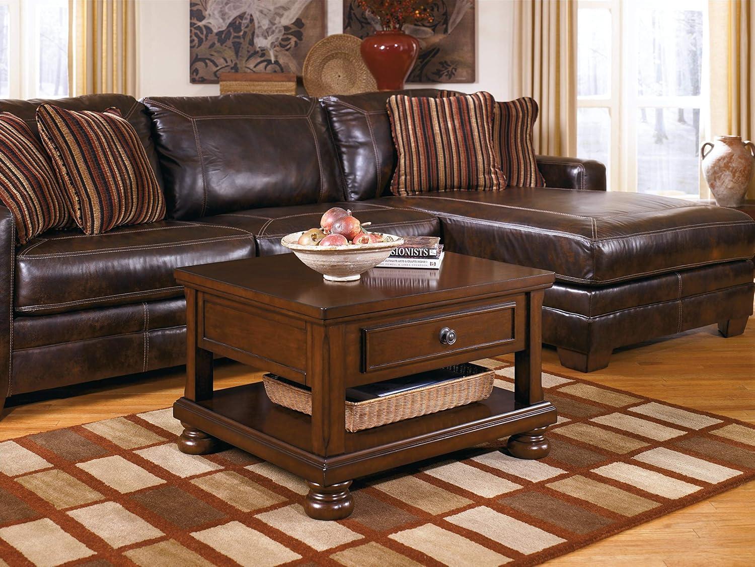 Signature Design by Ashley Casual Porter Coffee Table with Lift Top Rustic Brown