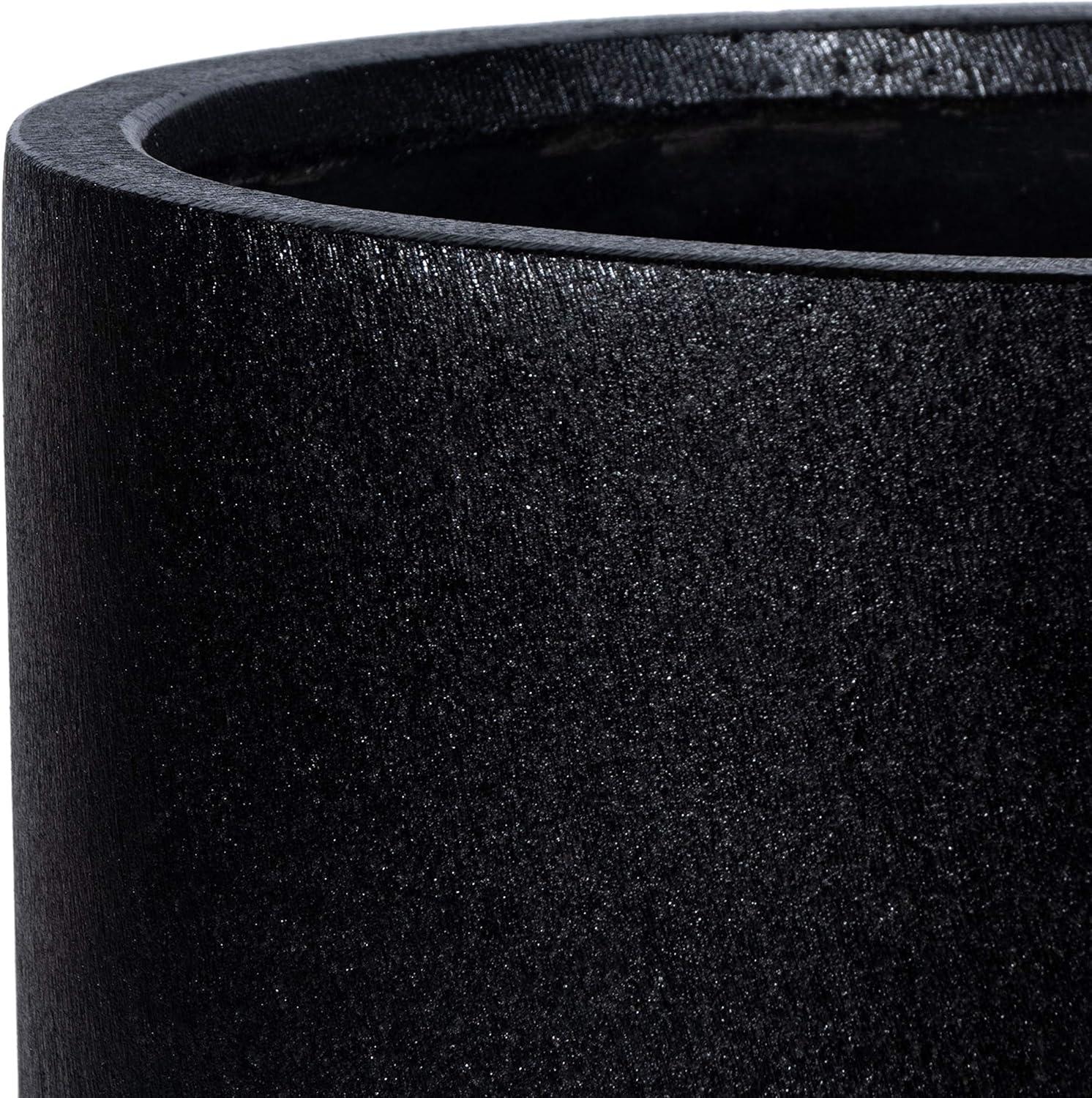 Braslen Black Concrete Round Patio Planter