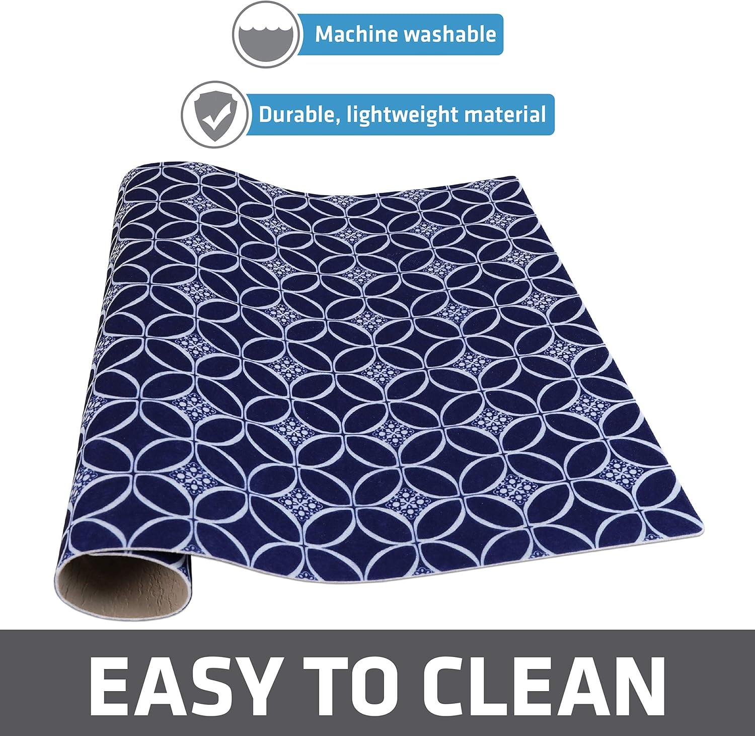 Drymate XL Dish Drying Mat, Oversized (19”x24”), Low-Profile, Super Absorbent, Quick Dry Fabric, Waterproof & Slip-Resistant, for Kitchen Counter, Trimmable, Easy to Clean (USA Made)(Indigo)