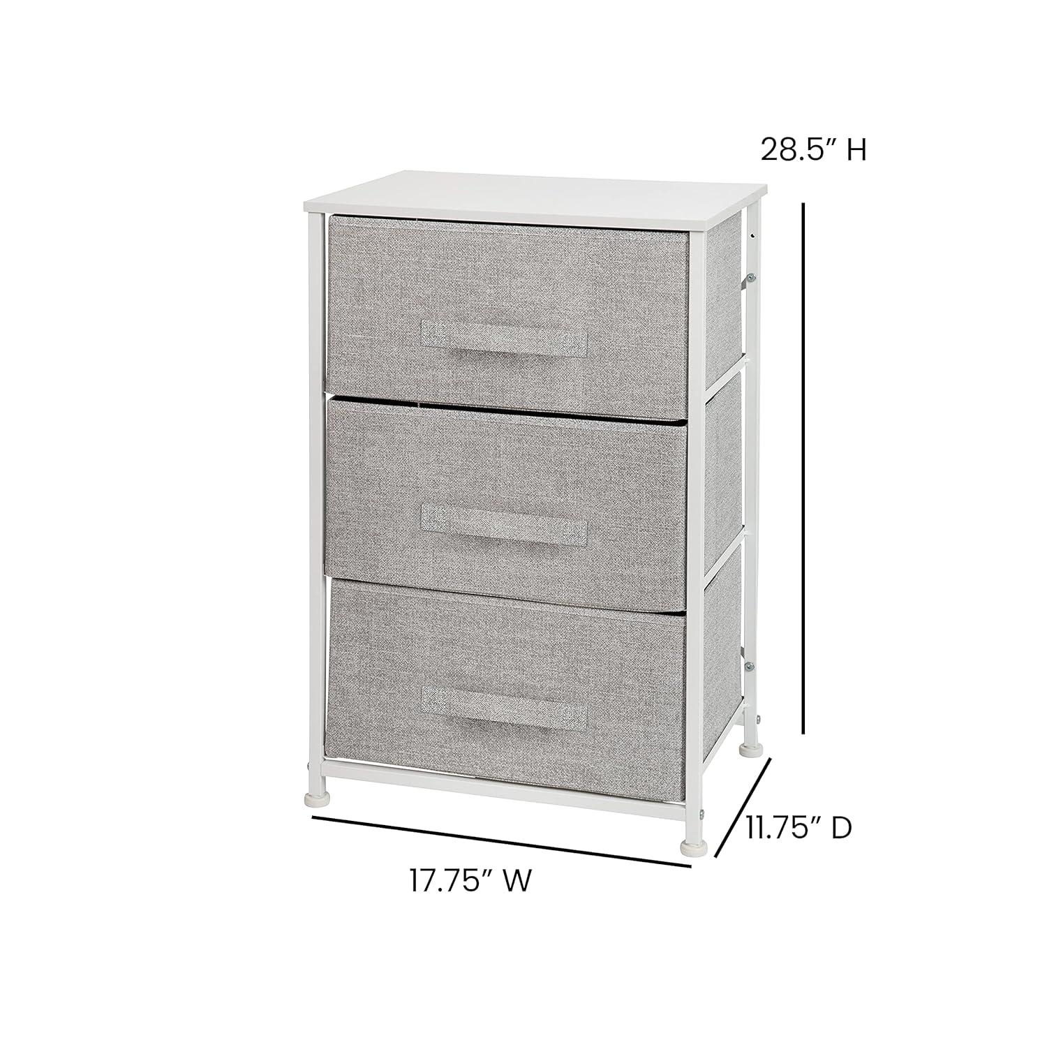 Flash Furniture Malone 3 Drawer Vertical Storage Dresser with Wood Top & Fabric Pull Drawers