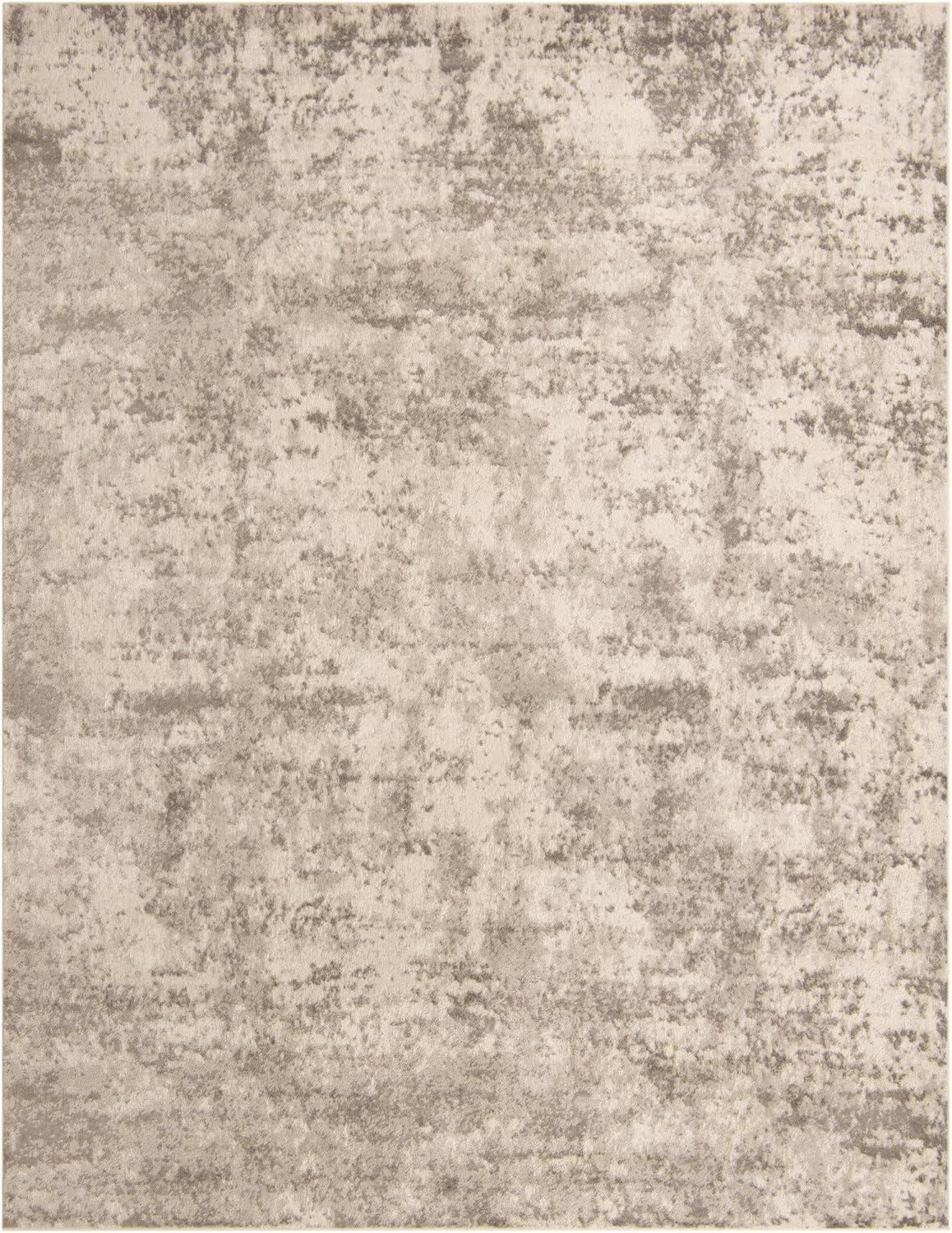 Stone Gray Abstract Synthetic 8' x 10' Rectangular Area Rug