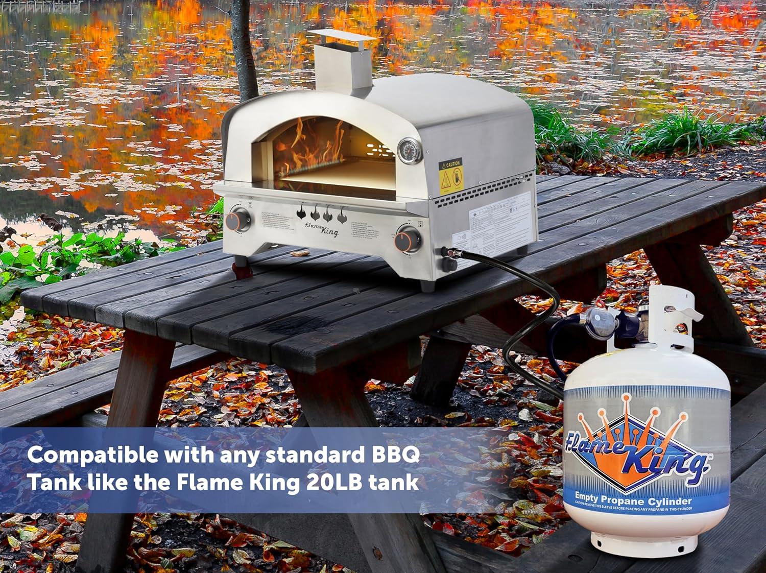 Flame King Propane Gas 13" Outdoor Pizza Oven for Camping, Backyard and Tailgating