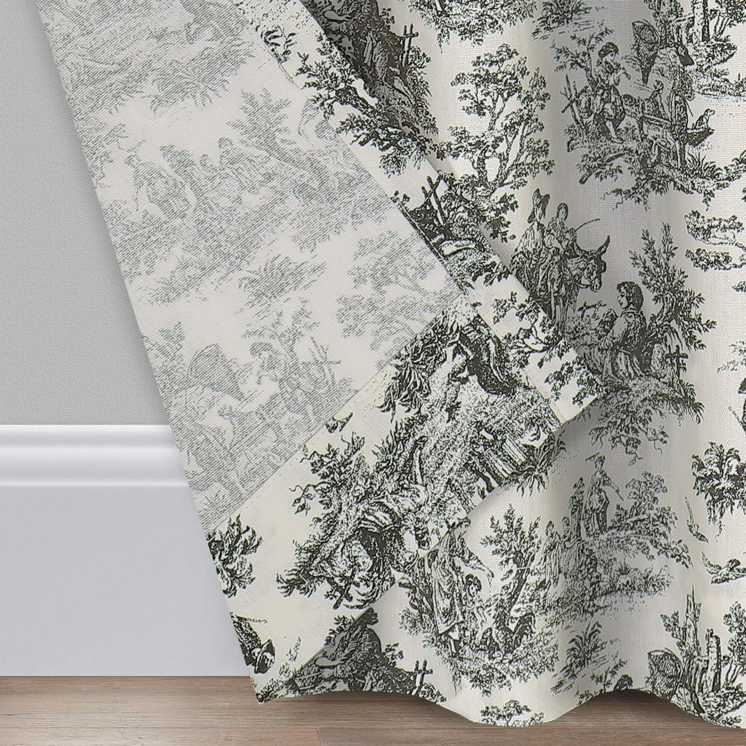 Waverly Charmed Life Toile Tie Back Single Curtain Panel, 52"x84", Onyx