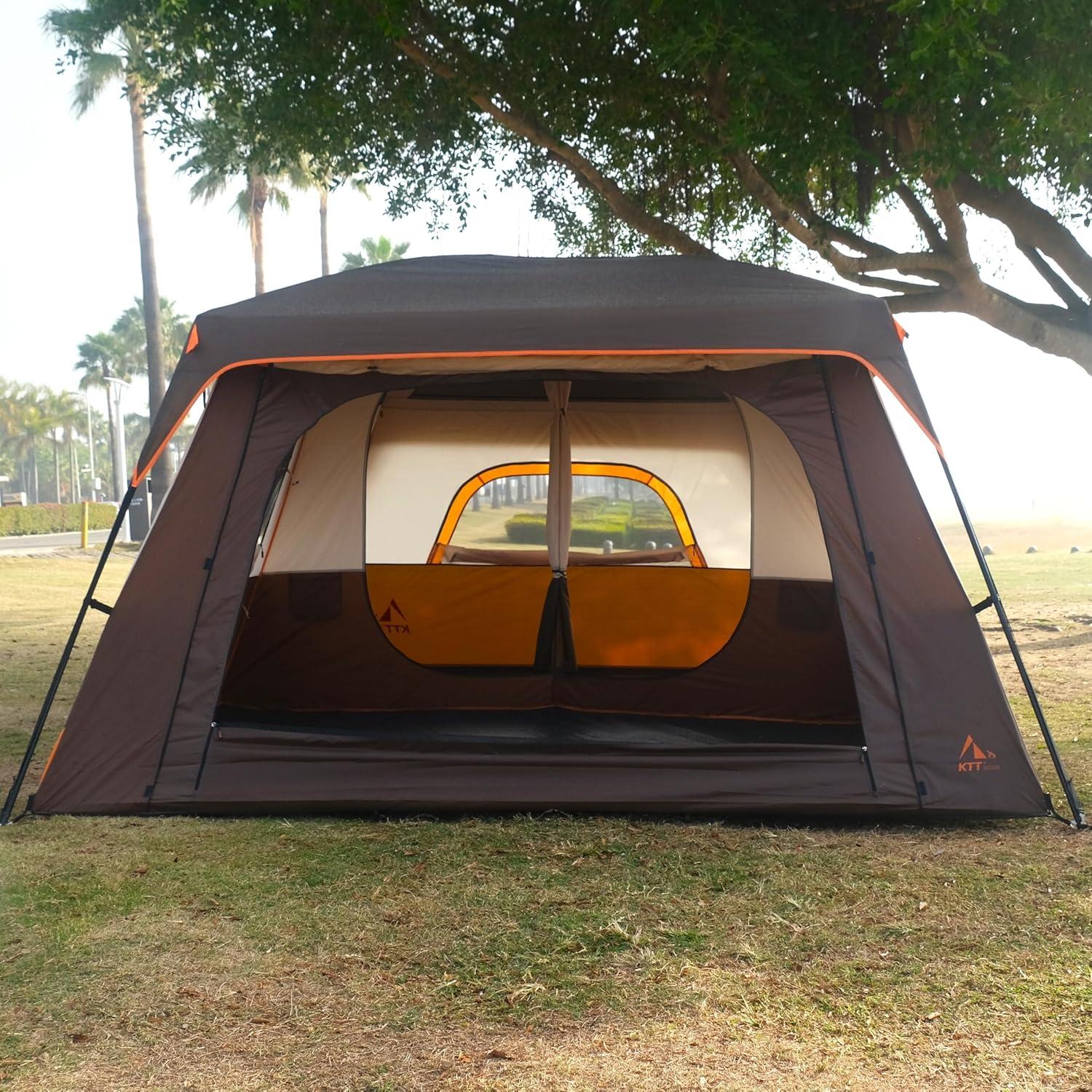 Large Gray and Orange Waterproof 6-Person Cabin Tent