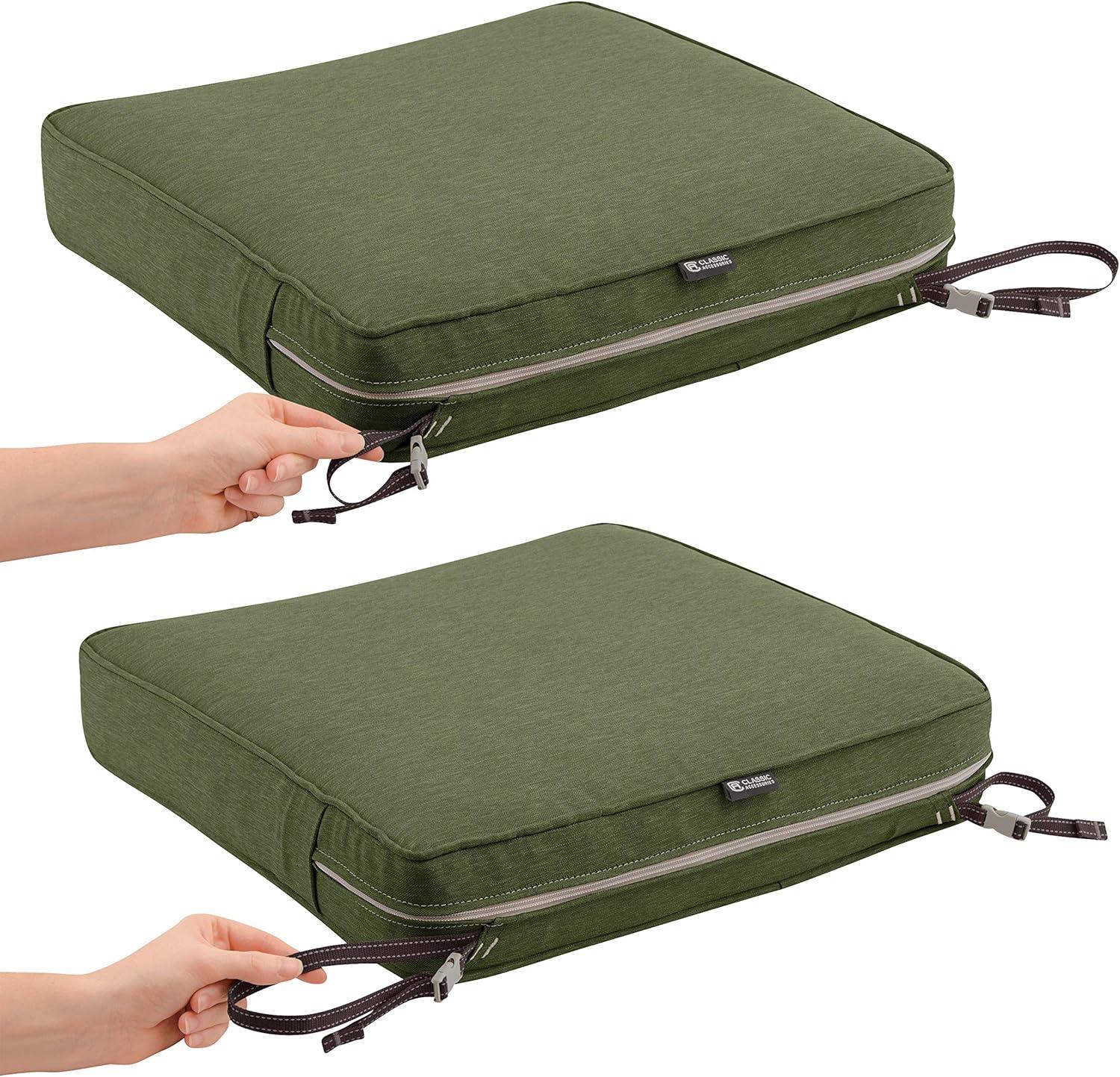 Classic Accessories Montlake FadeSafe Water-Resistant Patio Cushion Set, 25x22x4 in, Heather Fern
