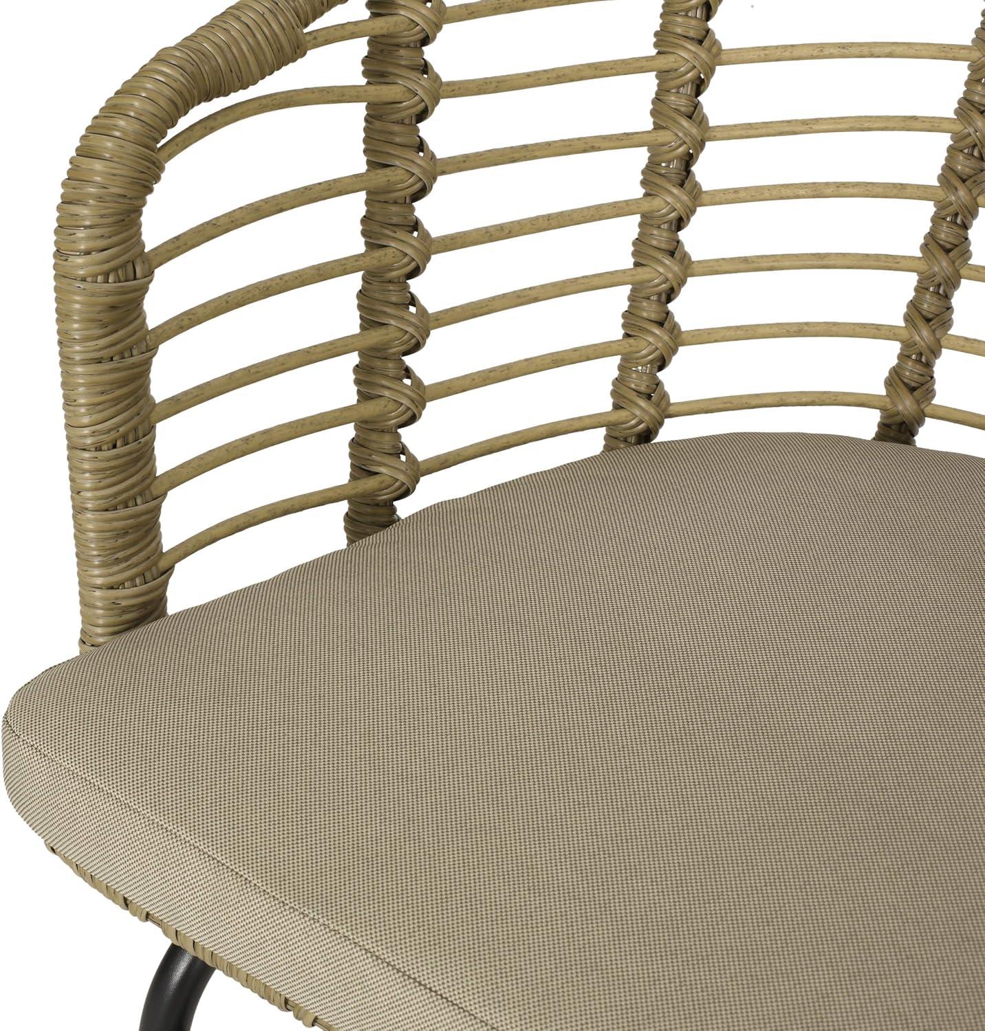 Randy 2pk Outdoor Wicker Chairs with Cushions - Light Brown/Beige - Christopher Knight Home: UV & Water-Resistant Patio Accent Armchairs