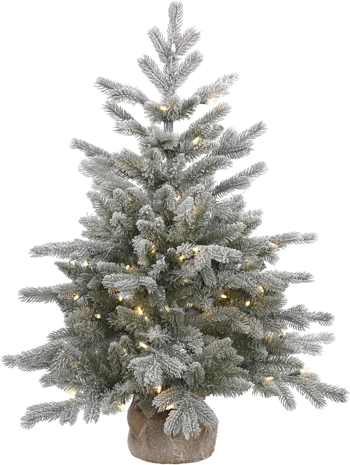 36'' Frosted Pine Tabletop Christmas Tree with Clear Lights