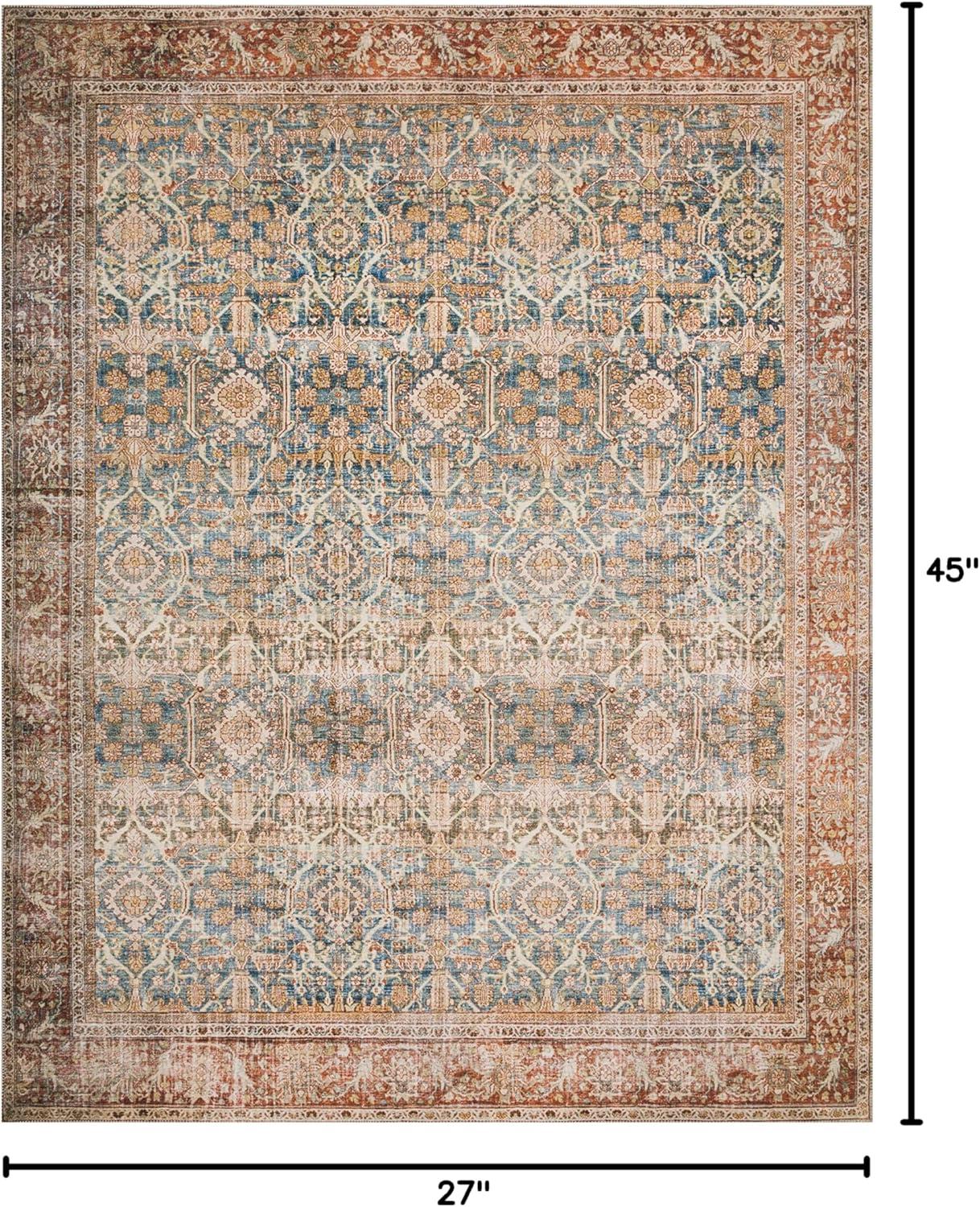 Loloi II Layla Printed Oriental Distressed Ocean / Rust Area Rug