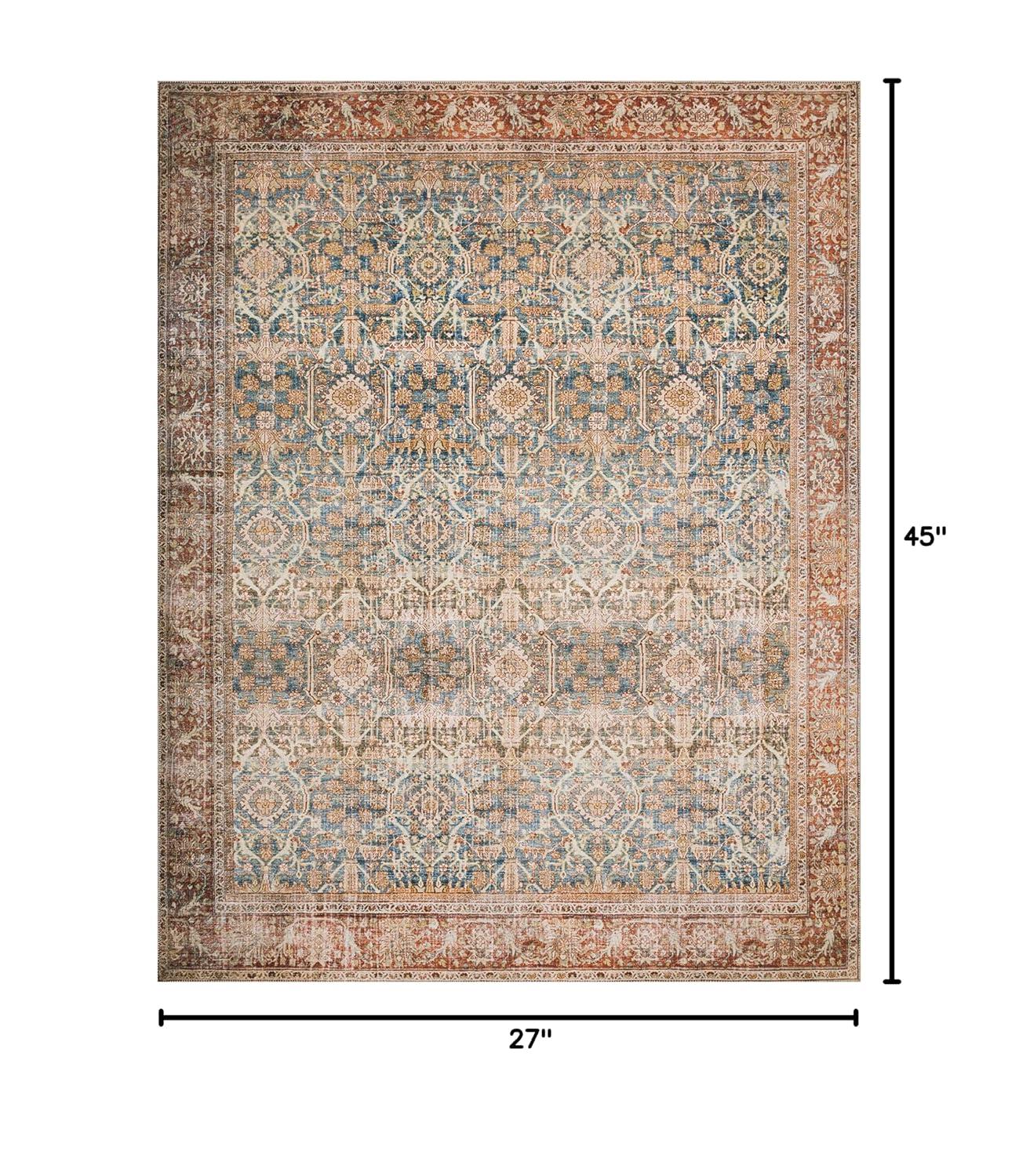 Loloi II Layla Printed Oriental Distressed Ocean / Rust Area Rug