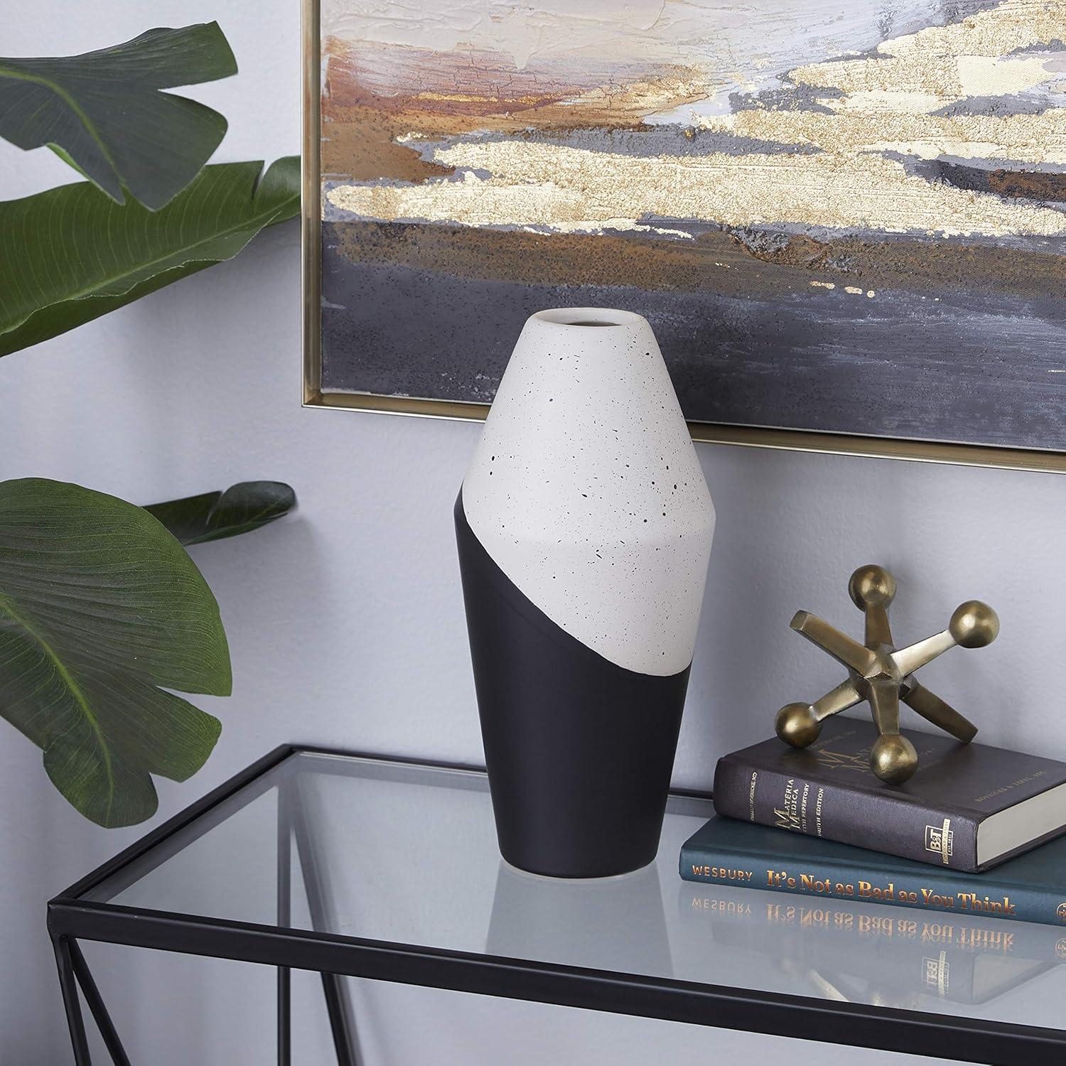 Medium Black and White Ceramic Color Block Bud Vase