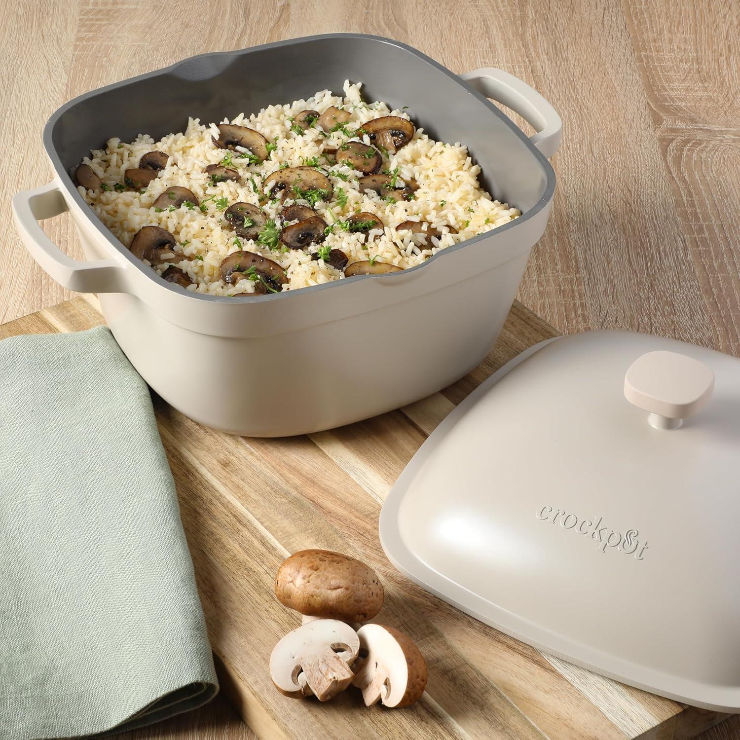 Crock-pot Crock-Pot Northvale Cast Aluminum Lightweight Durable 5.2 Quart Heavy Duty Dutch Oven Pot With Lid, Oven Safe, Dual Handles