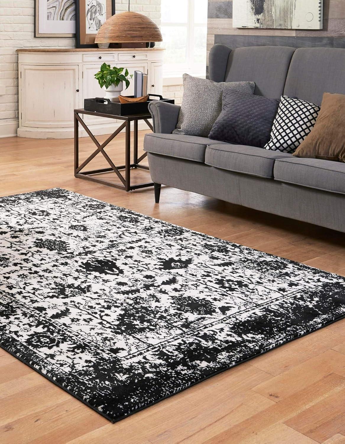 Unique Loom Portland Collection Area Rug - Central (7' 1" x 10' Rectangle Ivory/Gray)