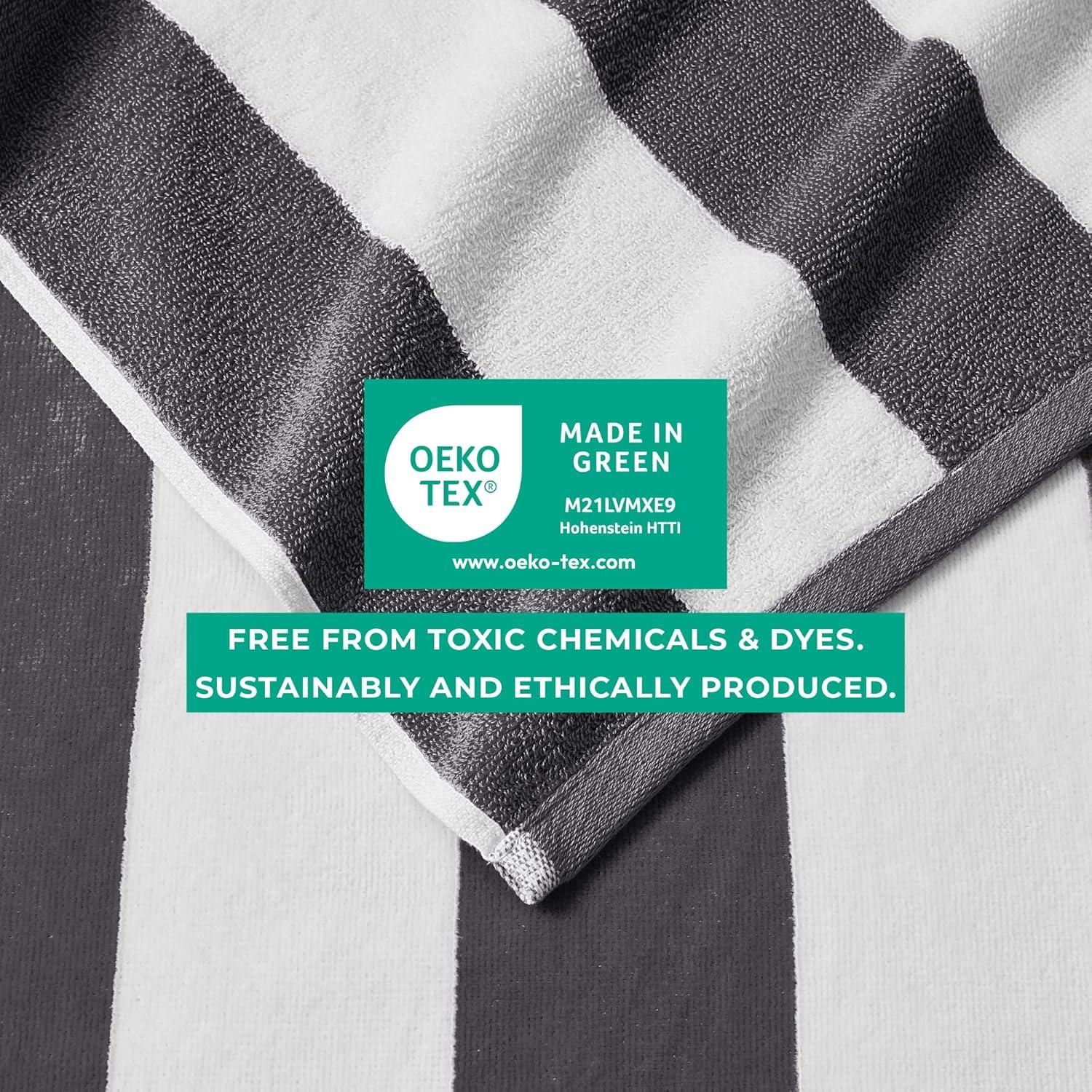 FreshFolds 100% Cotton Absorbent & Quick-Dry Cabana Beach Towels (Set of 4)