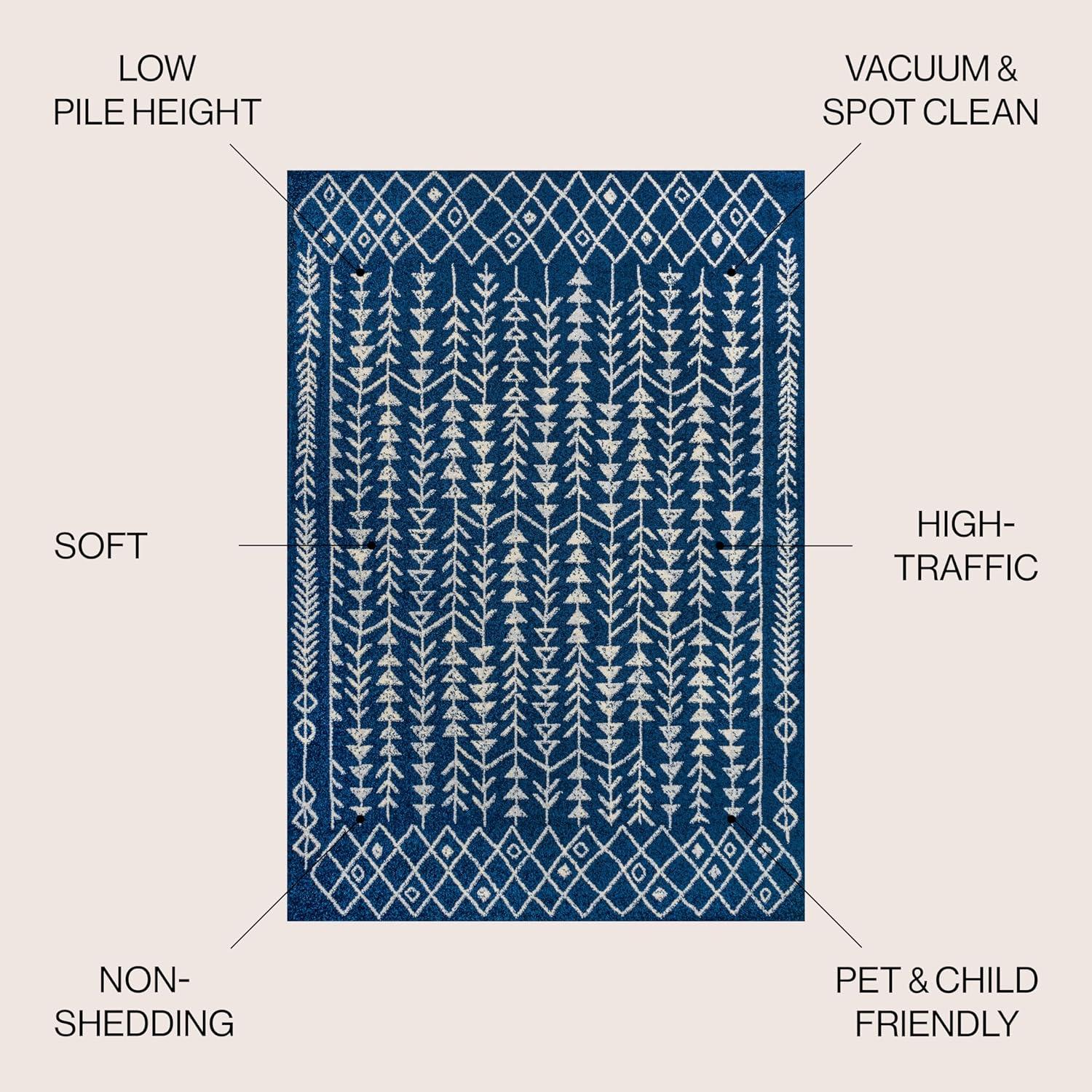 JONATHAN Y Ziri Moroccan Geometric Navy/Cream 3 ft. x 5 ft. Area Rug