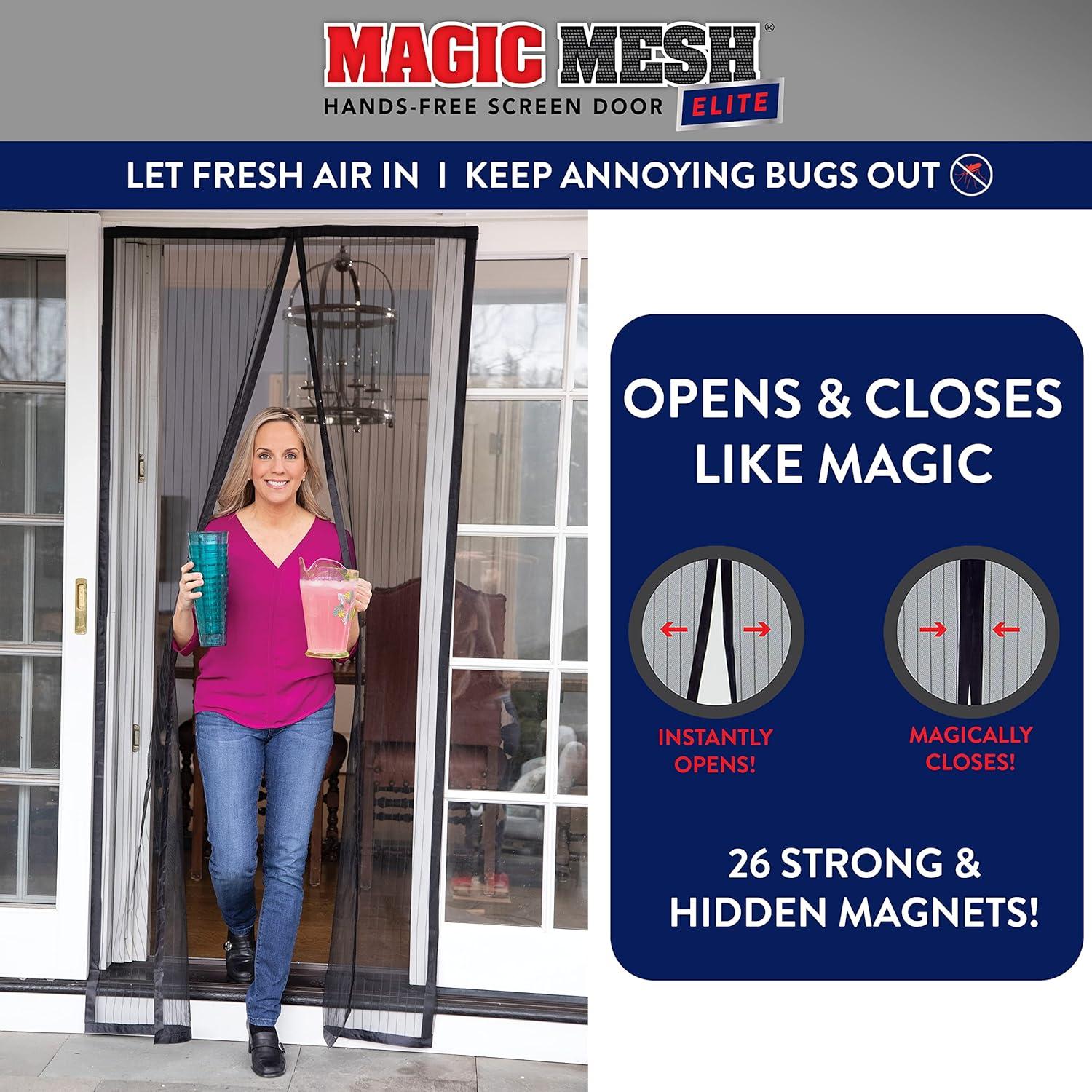 MAGIC MESH Screened Shelters Elite: Magnetic Doorway Screen, Polyester Canopy, Black, Easy Setup, 1 Door