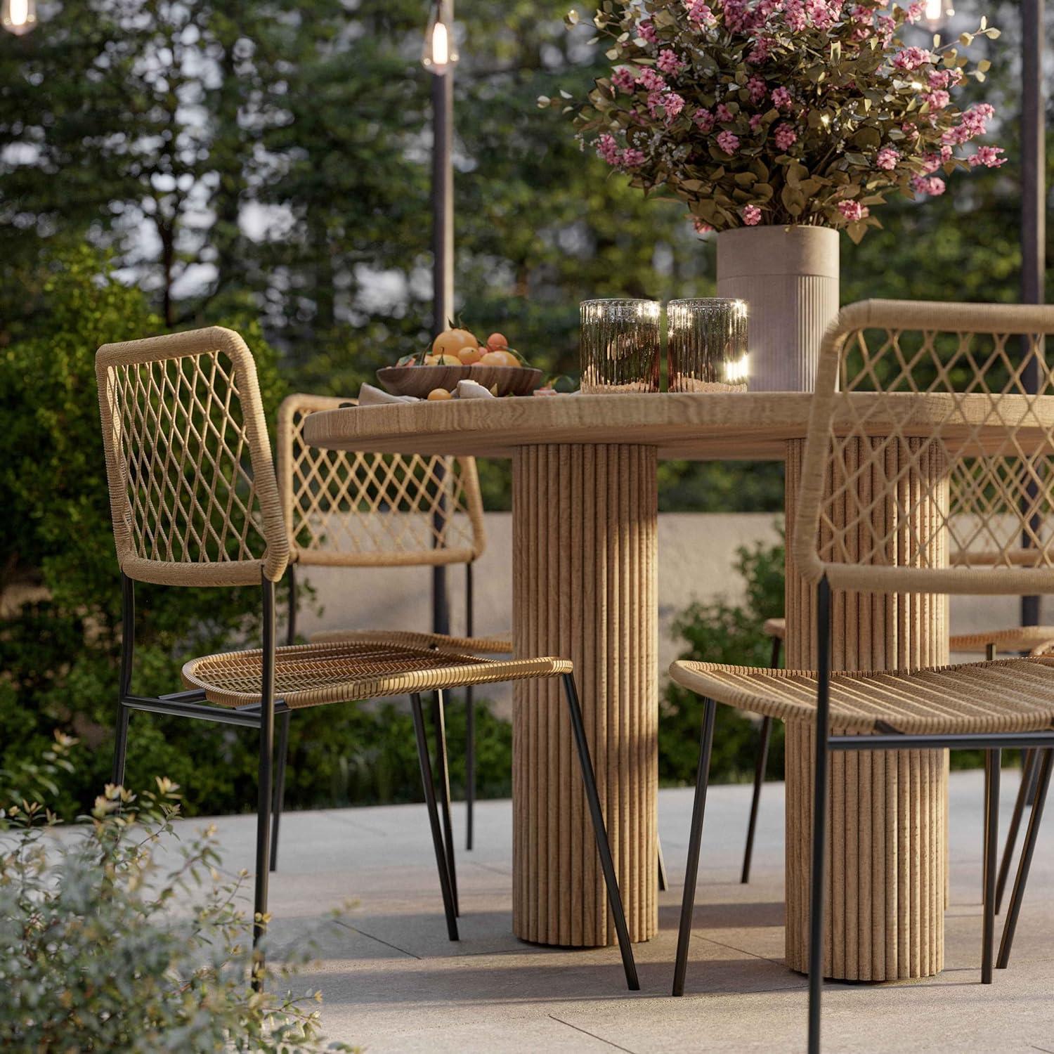 Patti Textured Faux Travertine Round Dining Table