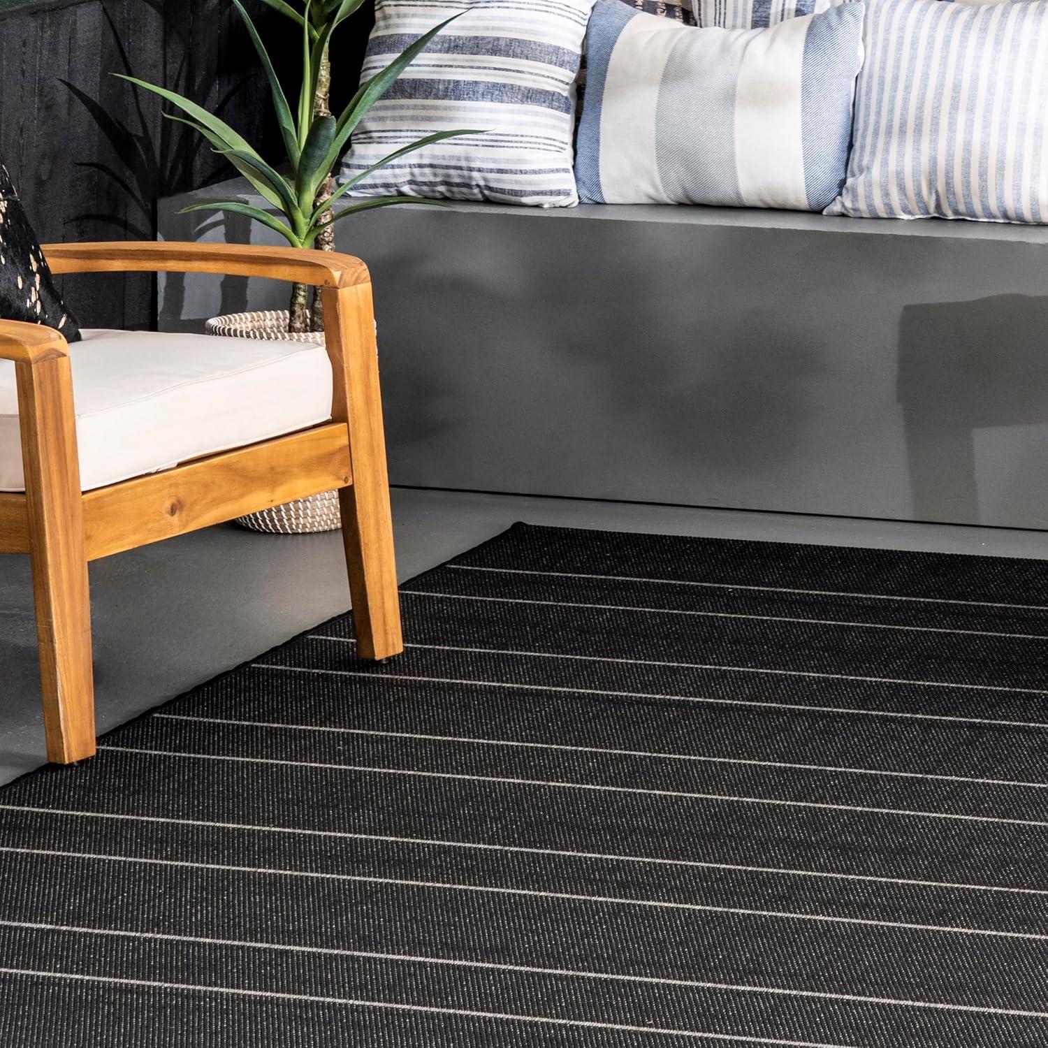 Randall Striped Machine Woven / Power Loomed Indoor/Outdoor Patio Rug