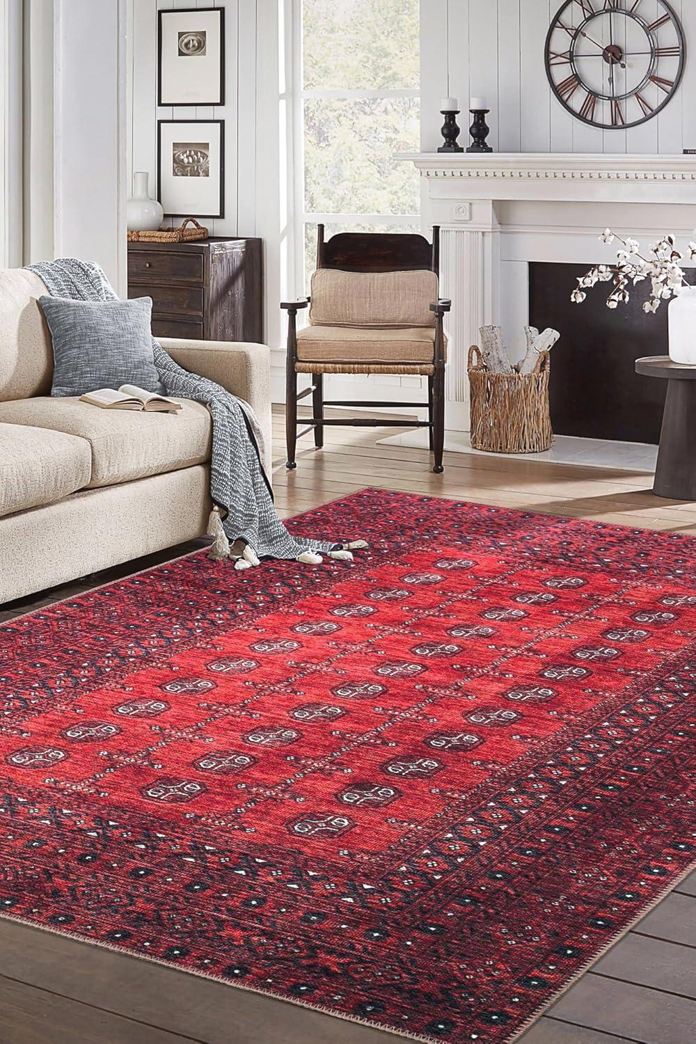 Keen Home Design Machine Washable Area Rugs with Non-slip Backing, Ideal for Hallway, Living Room, Bedroom, Kitchen and Laundry Room, Vintage Moroccan and Low Pile Rug ( 3' x 5' )