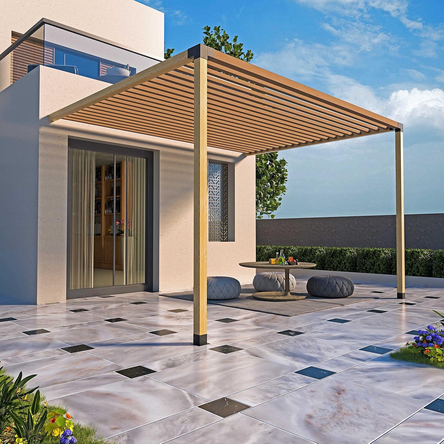 Pergola Brackets Stainless Steel Pergola Kit 3-Way Right Corner Bracket with Flange Anchors for 4"x 4" (Actual 3.5" X 3.5") Lumber, 2pack