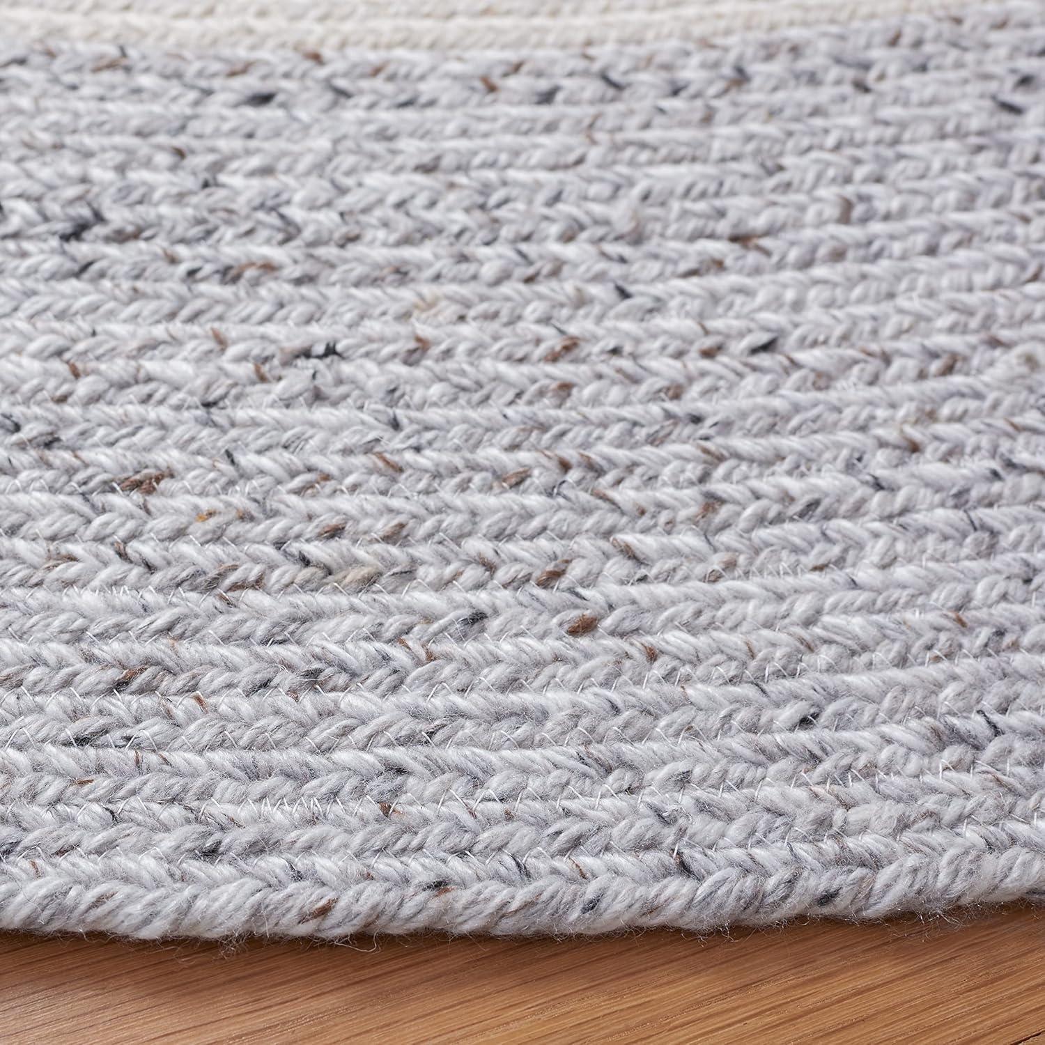 Braided BRD803 Hand Woven Area Rug - Ivory/Light Gray - 3' round - Safavieh.