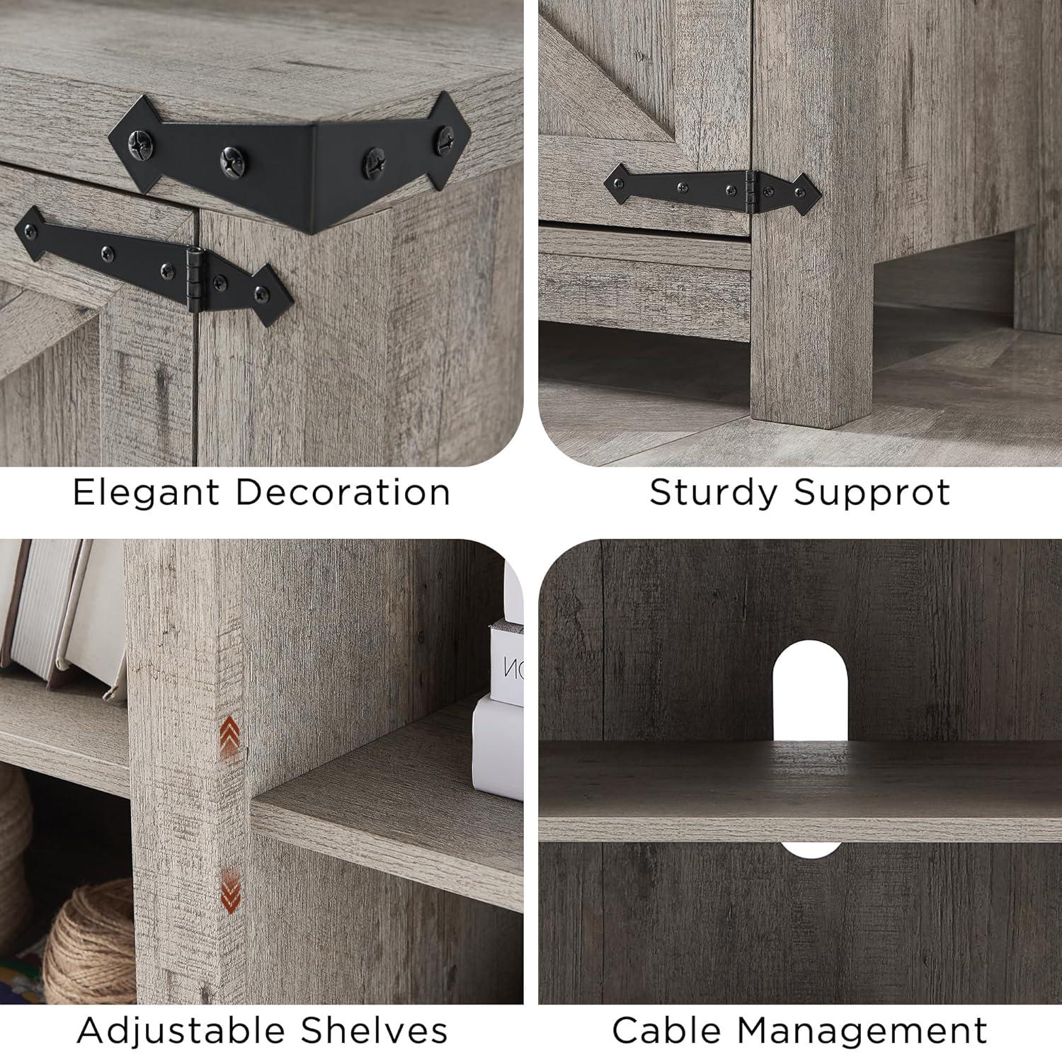 Laquela Farmhouse TV Stand for TVs Up to 75“, Wood Barn Door Media Console Table