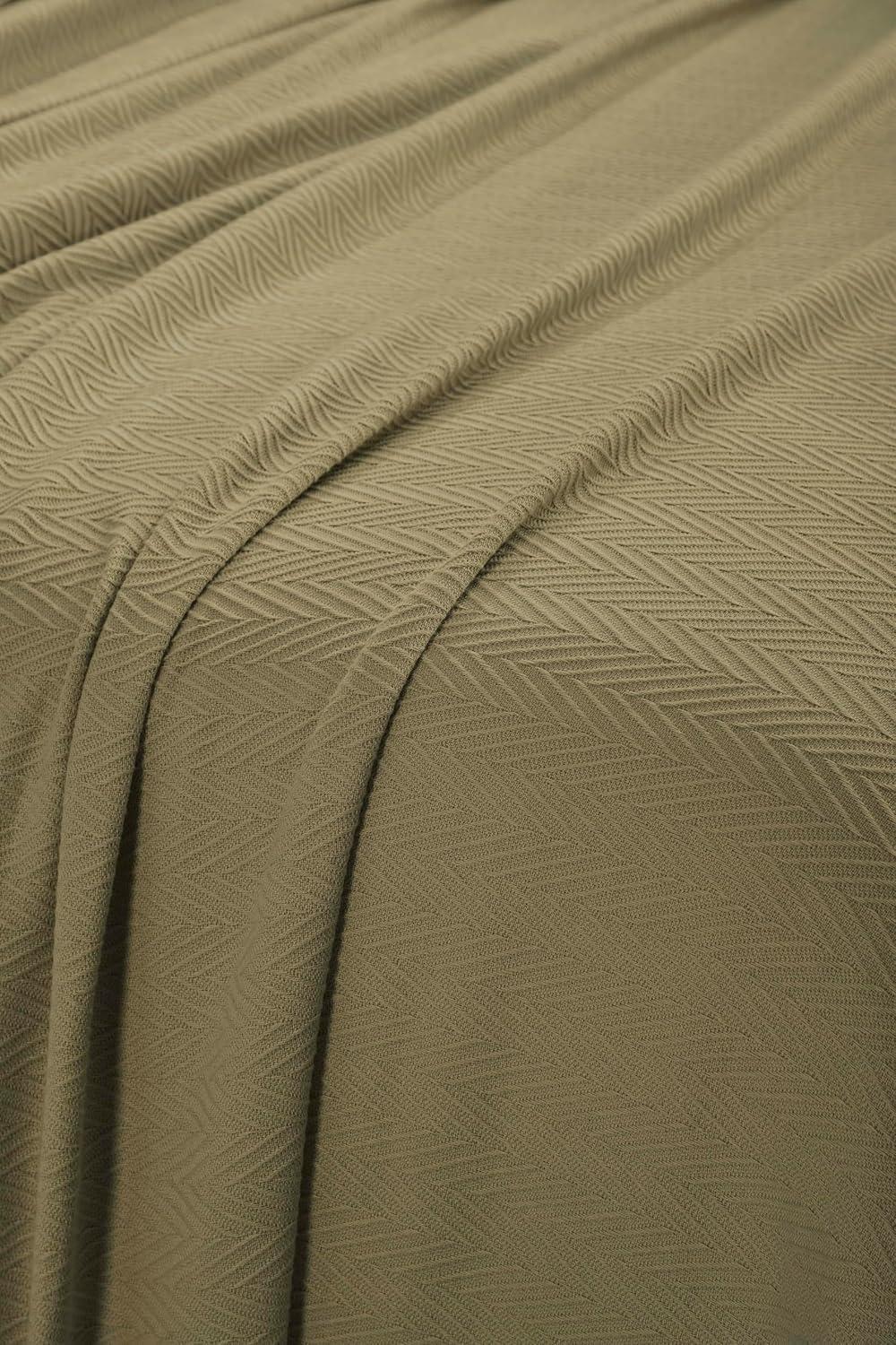 Superior Dobbyweave Knit Cotton Blanket, All Season Bed Blanket, Full/Queen 88" x 100", Sage