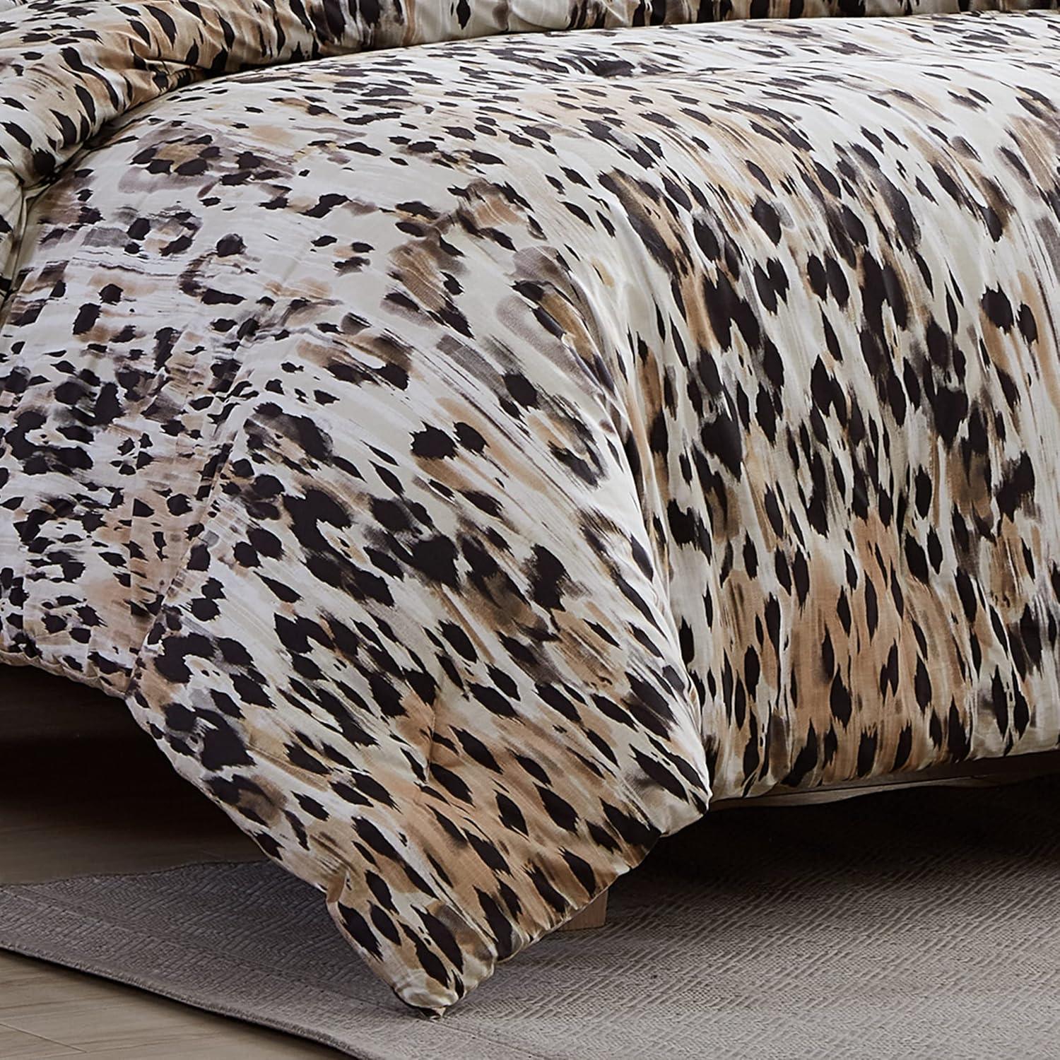 Kenneth Cole Abstract Leopard Cotton Brown Comforter Set