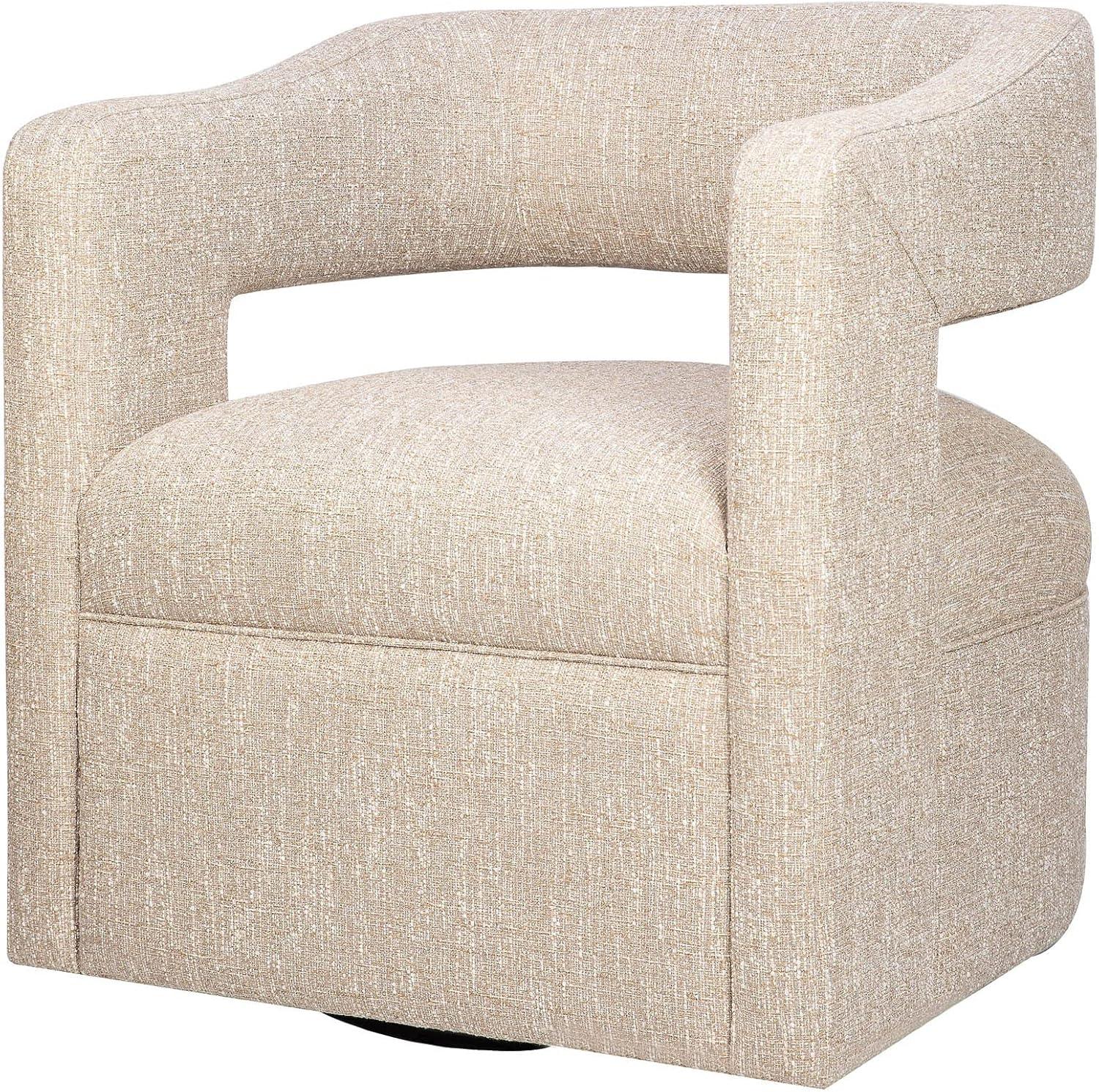 Jofran Lexy Modern Sculpted Curved Upholstered Swivel Accent Chair