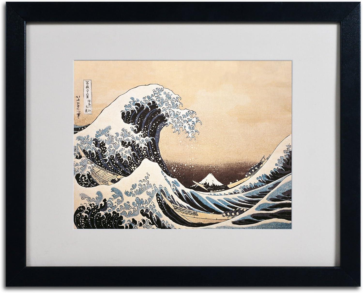 Trademark Fine Art -Katsushika Hokusai 'The Great Wave' Matted Framed Art