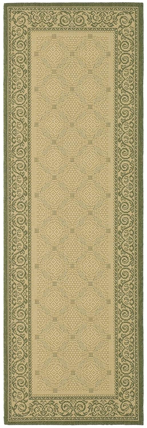 Courtyard CY1502 Power Loomed Indoor and Outdoor Runner Rug - Natural/Olive - 2'3"x6'7" - Safavieh