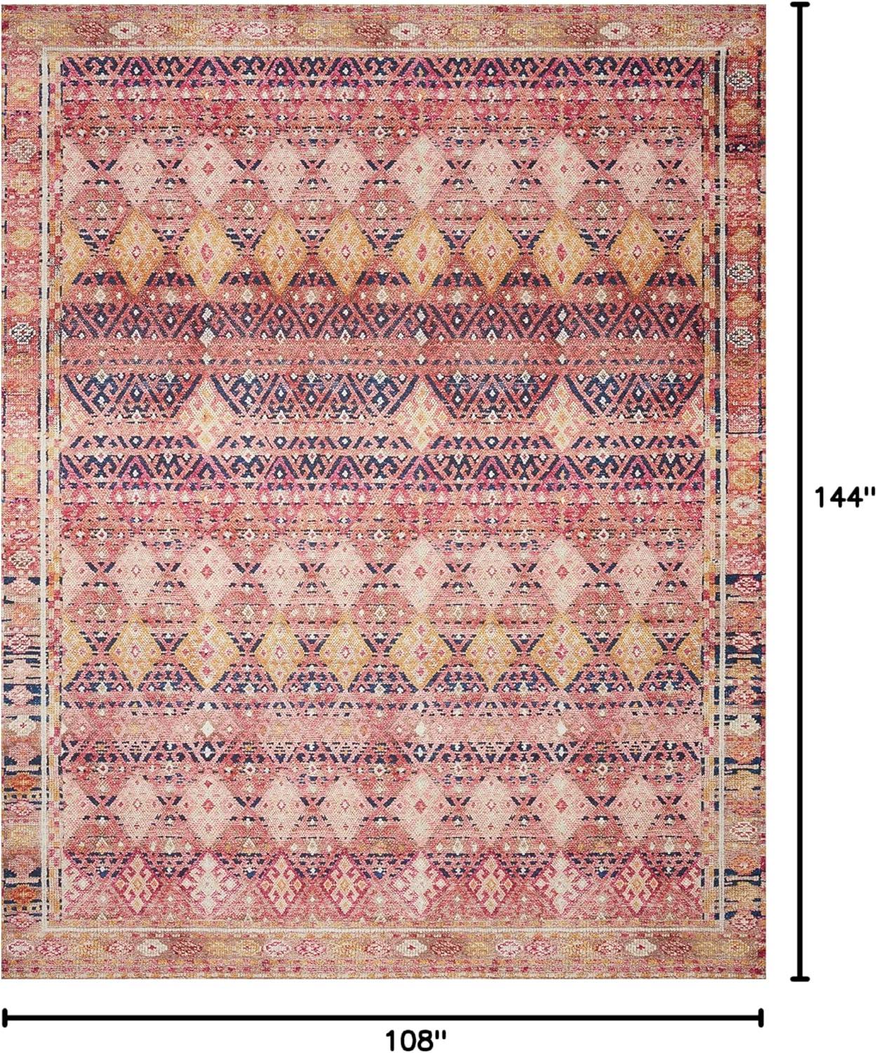 Magenta and Multicolor Synthetic Bohemian 9' x 12' Area Rug