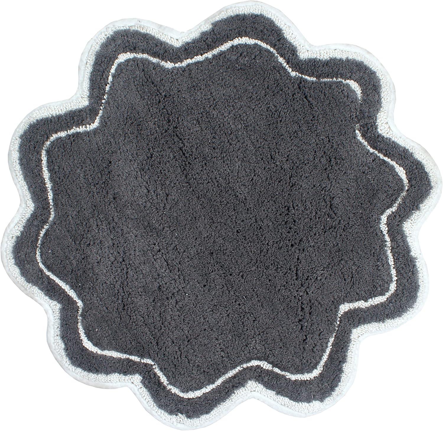 Home Weavers Allure Collection Bathroom Rug 100% Cotton Tufted Round Shape Bathroom Rug, Soft & Absorbent Bath Rugs, Non-Slip Bath Carpet, Machine Wash Dry Bath Mats - 30" Round, Dark Gray