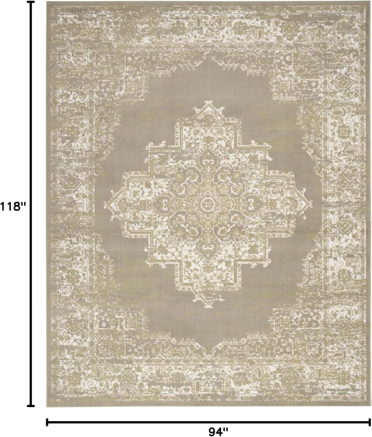 Nourison Grafix Center Medallion Area Rug Olive 7'10" x 9'10"