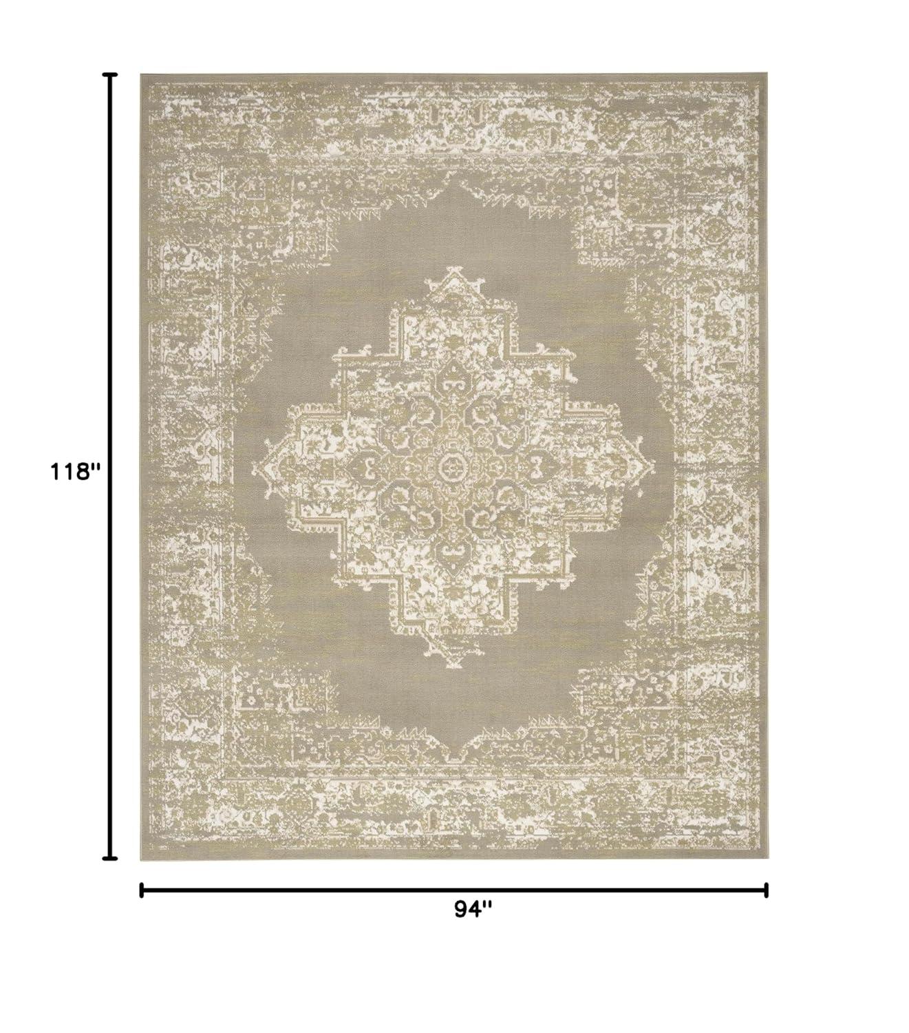 Nourison Grafix Center Medallion Area Rug Olive 7'10" x 9'10"