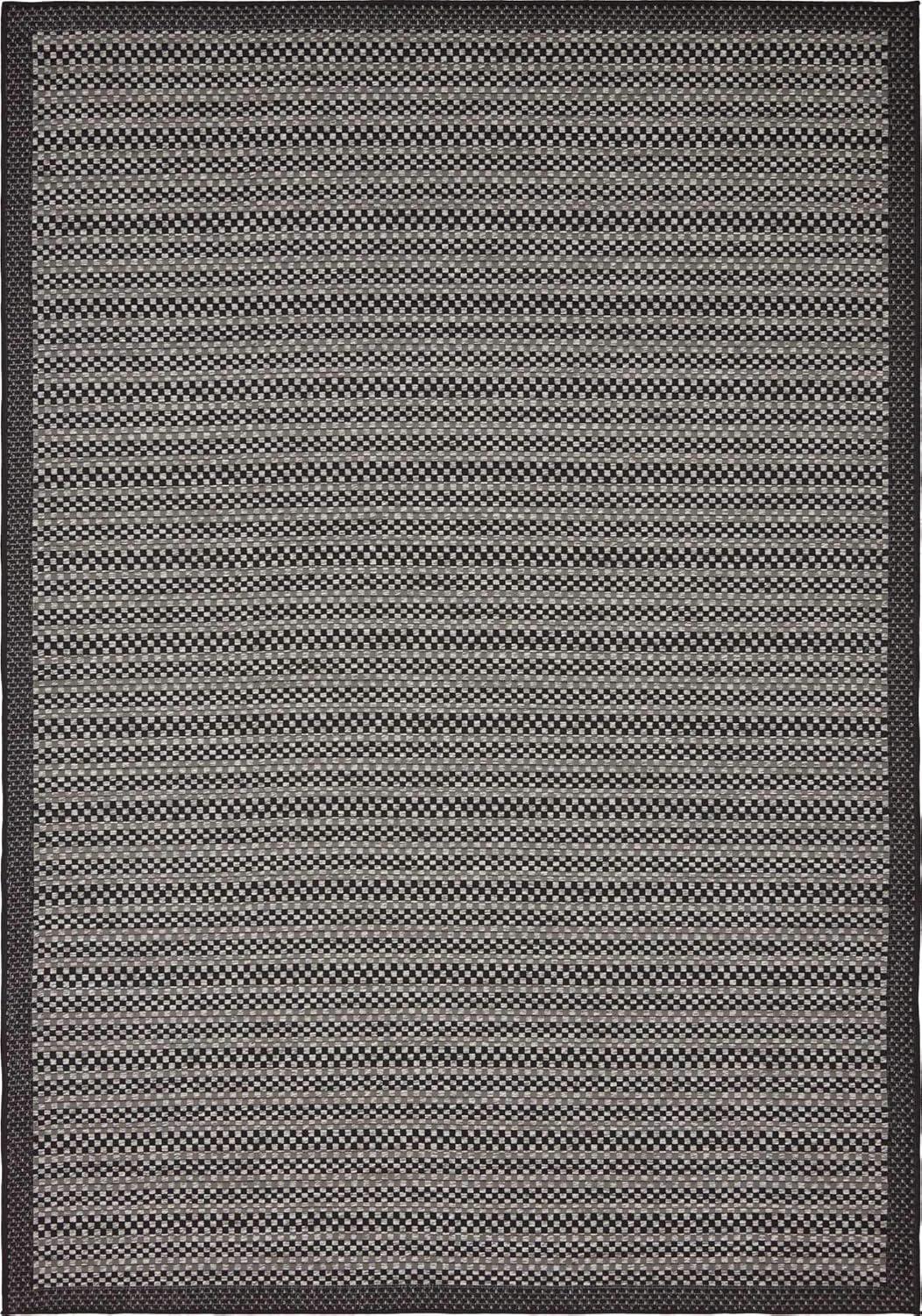 Unique Loom 6' 0 x 9' 0 Gray Outdoor Border Checkered Area Rug