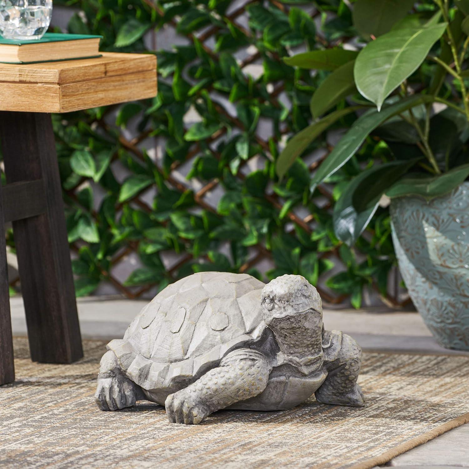 Christopher Knight Home Irwington Outdoor Turtle Statue, Dark Gray