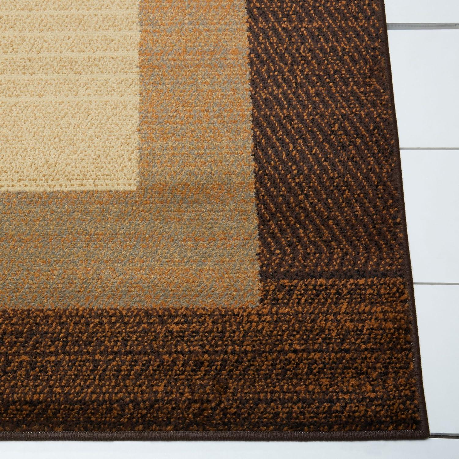 Cloverleaf Elegance Runner Rug in Brown & Blue, 22"x84", Synthetic Weave