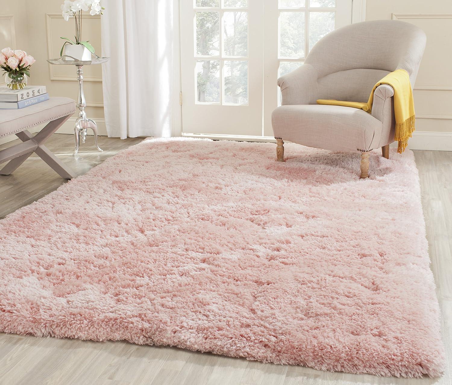 SAFAVIEH Arctic Giselle Solid Polyester Shag Area Rug, Pink, 5' x 7'