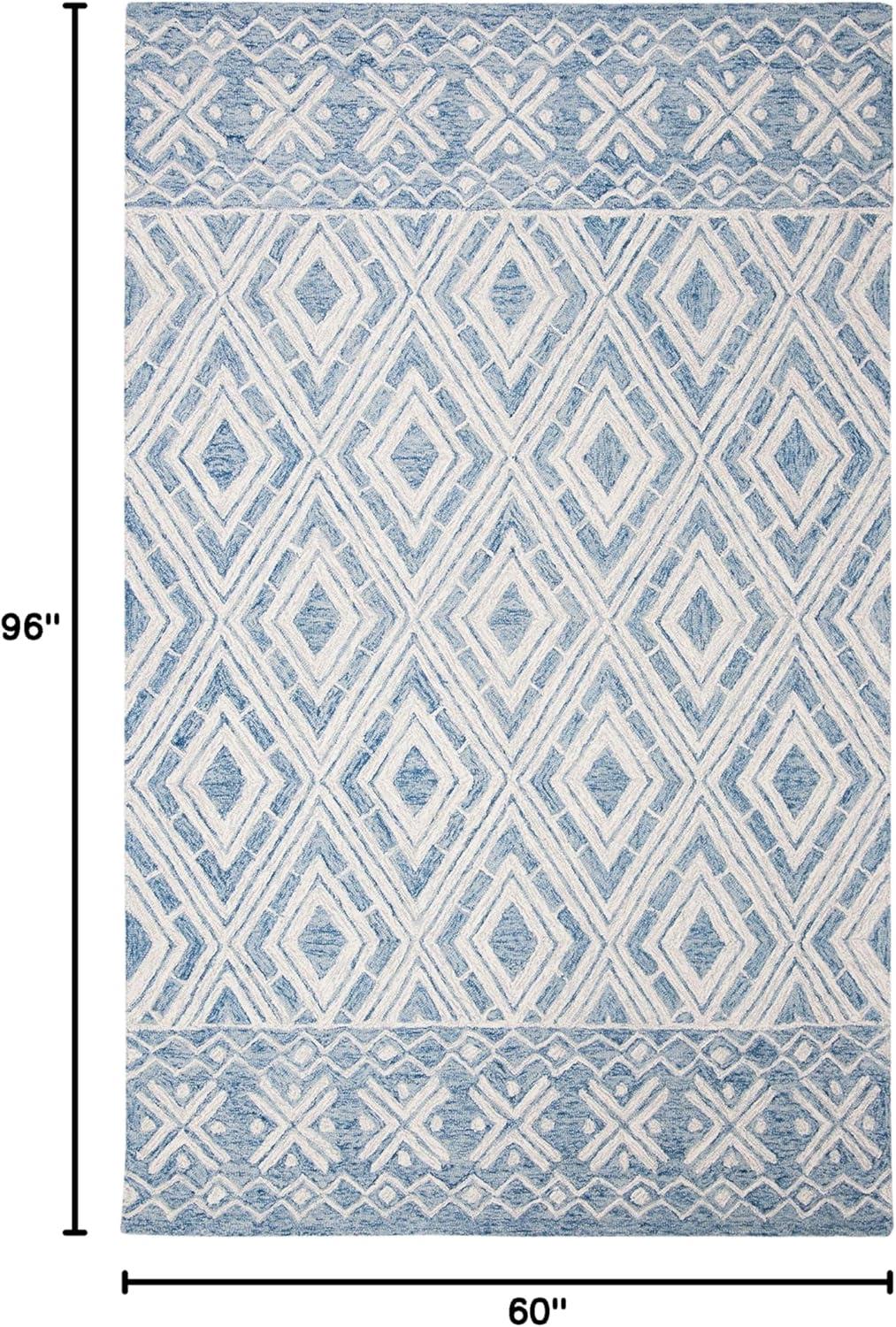 Micro-Loop MLP646 Hand Tufted Indoor Area Rug - Blue/Ivory - 5'x8' - Safavieh