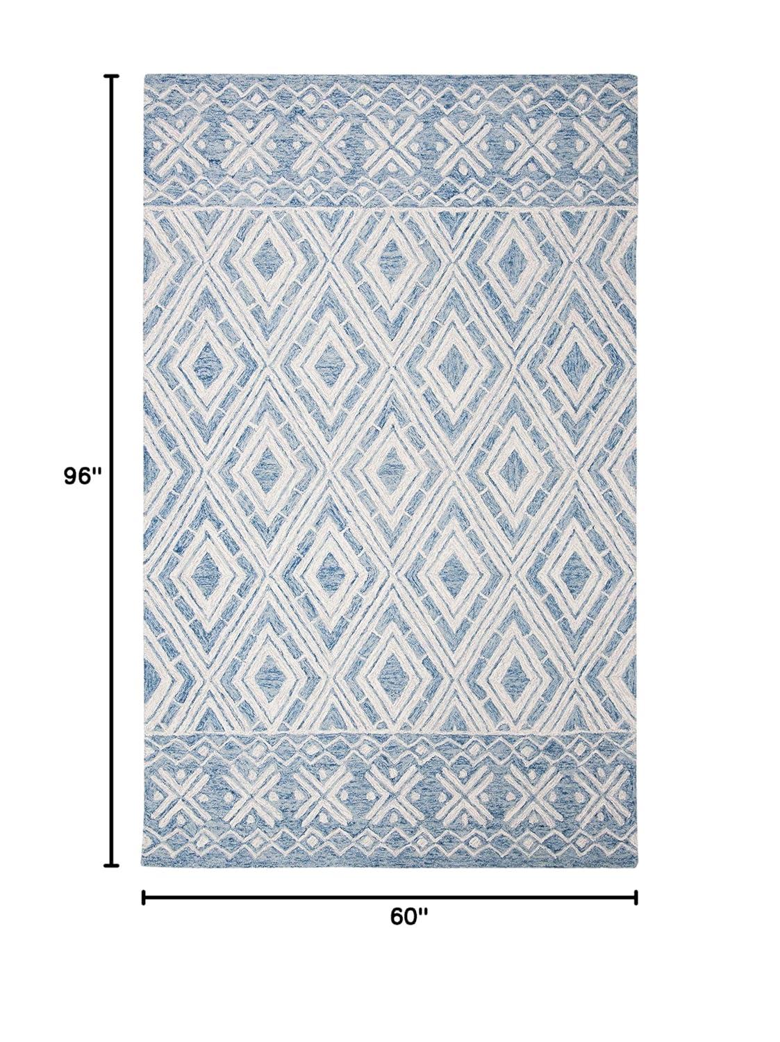Micro-Loop MLP646 Hand Tufted Indoor Area Rug - Blue/Ivory - 5'x8' - Safavieh