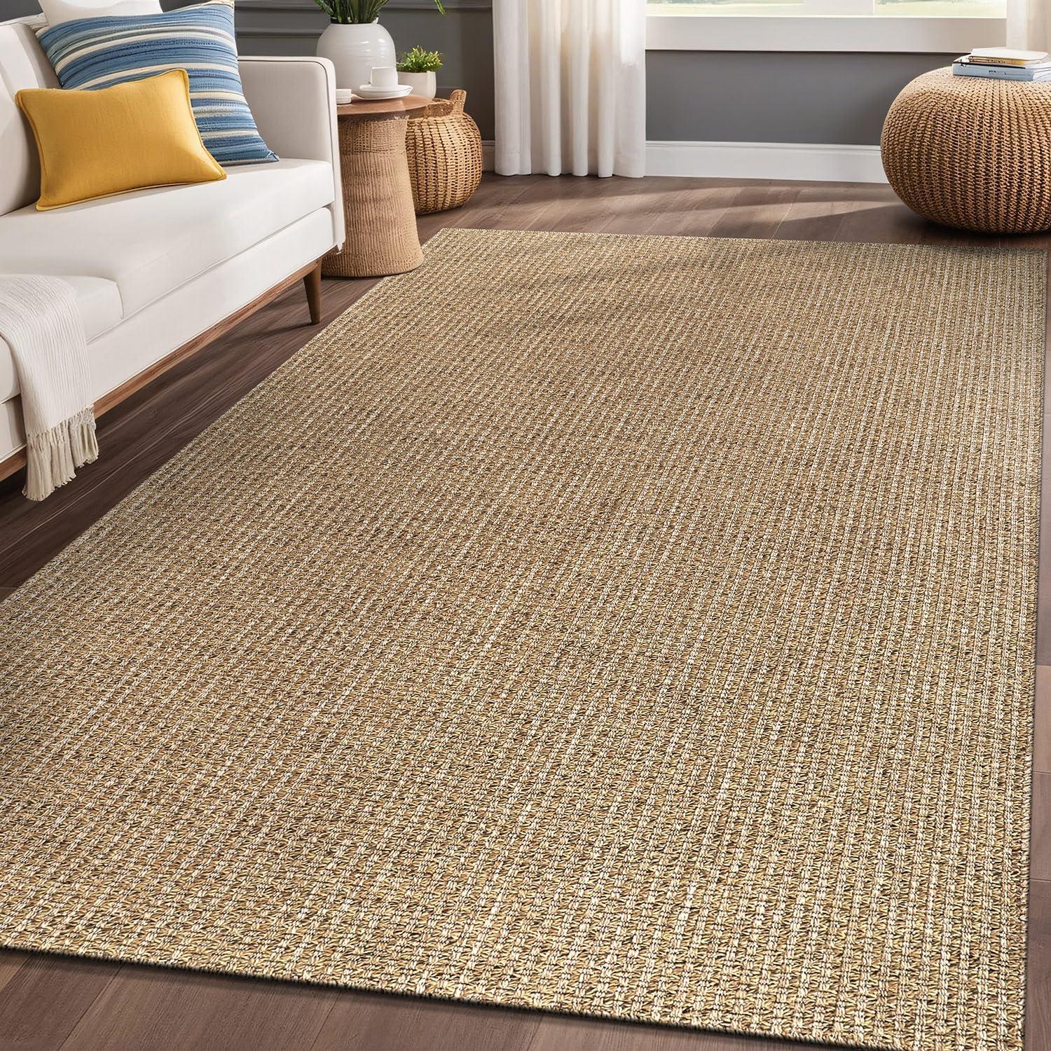 4'x6' Pata Hand Woven Chunky Jute Area Rug, Natural - JONATHAN Y