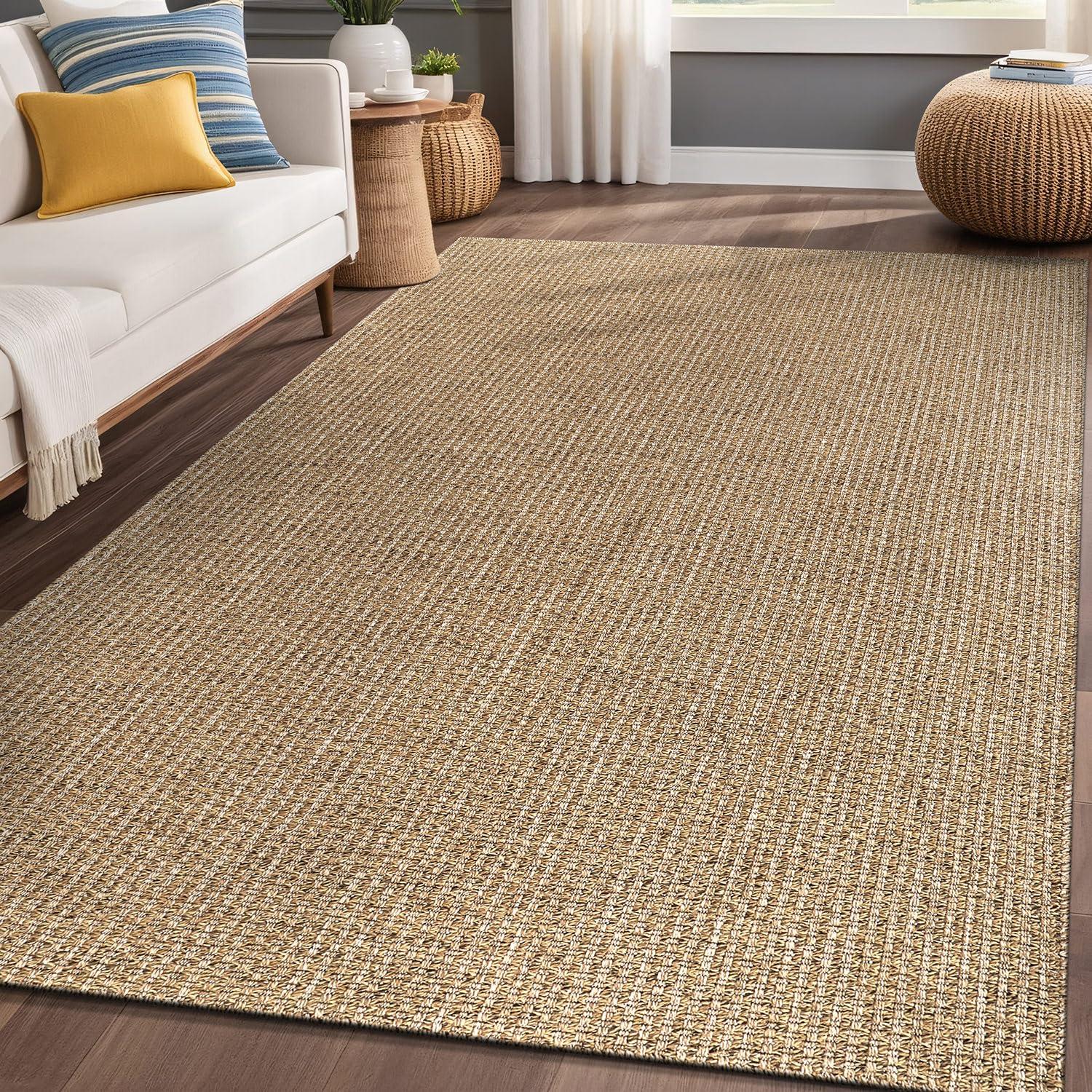 4'x6' Pata Hand Woven Chunky Jute Area Rug, Natural - JONATHAN Y