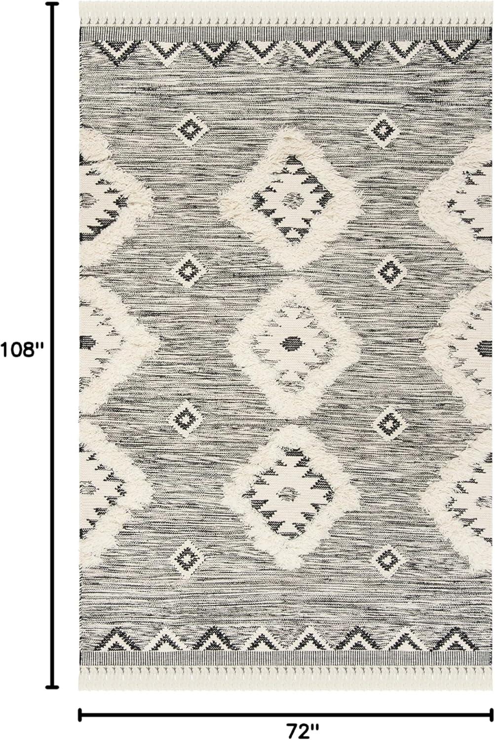 Kenya KNY906 Hand Knotted Area Rug - Black/Ivory - 6'x9' - Safavieh.