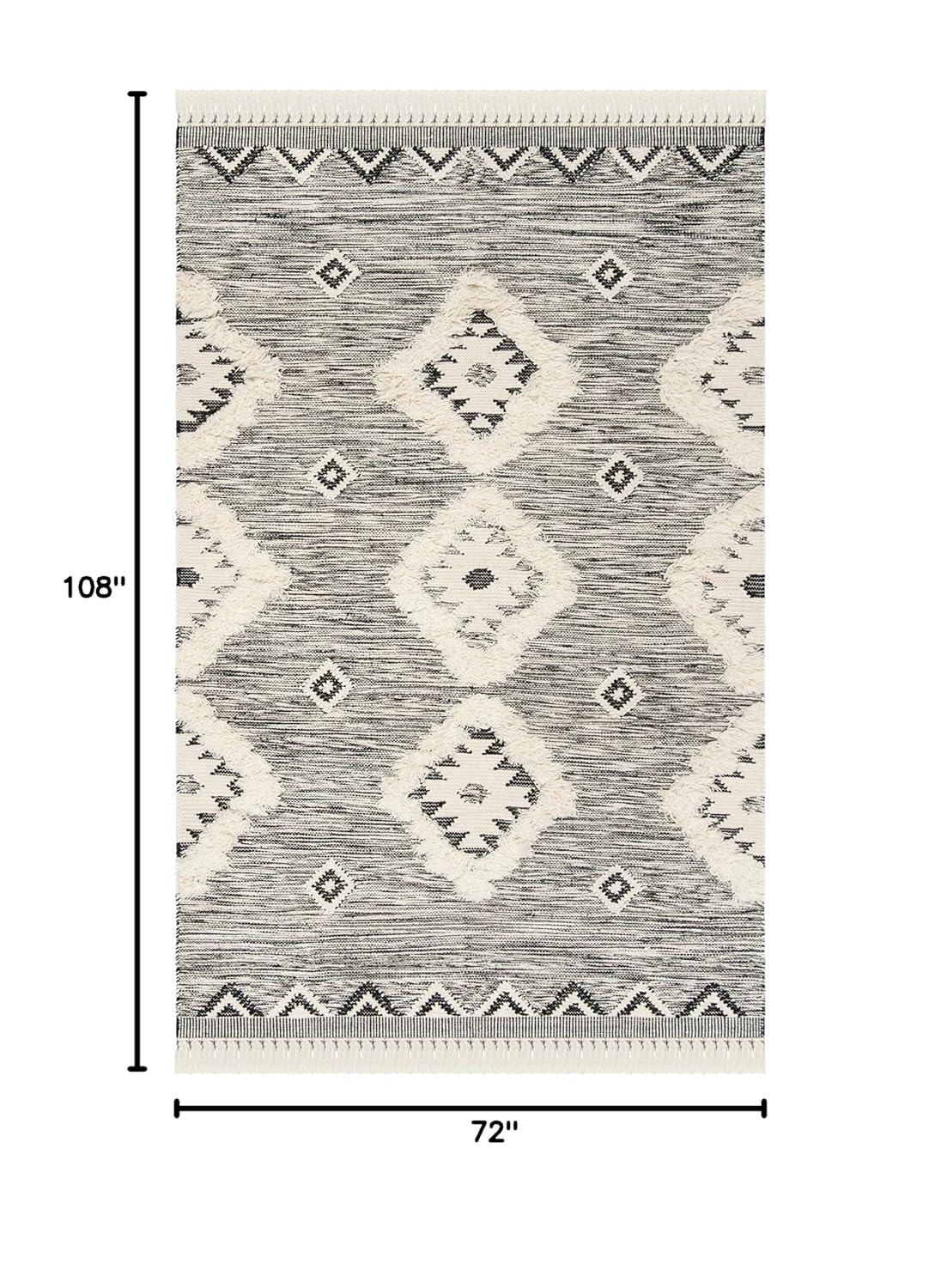 Kenya KNY906 Hand Knotted Area Rug - Black/Ivory - 6'x9' - Safavieh.