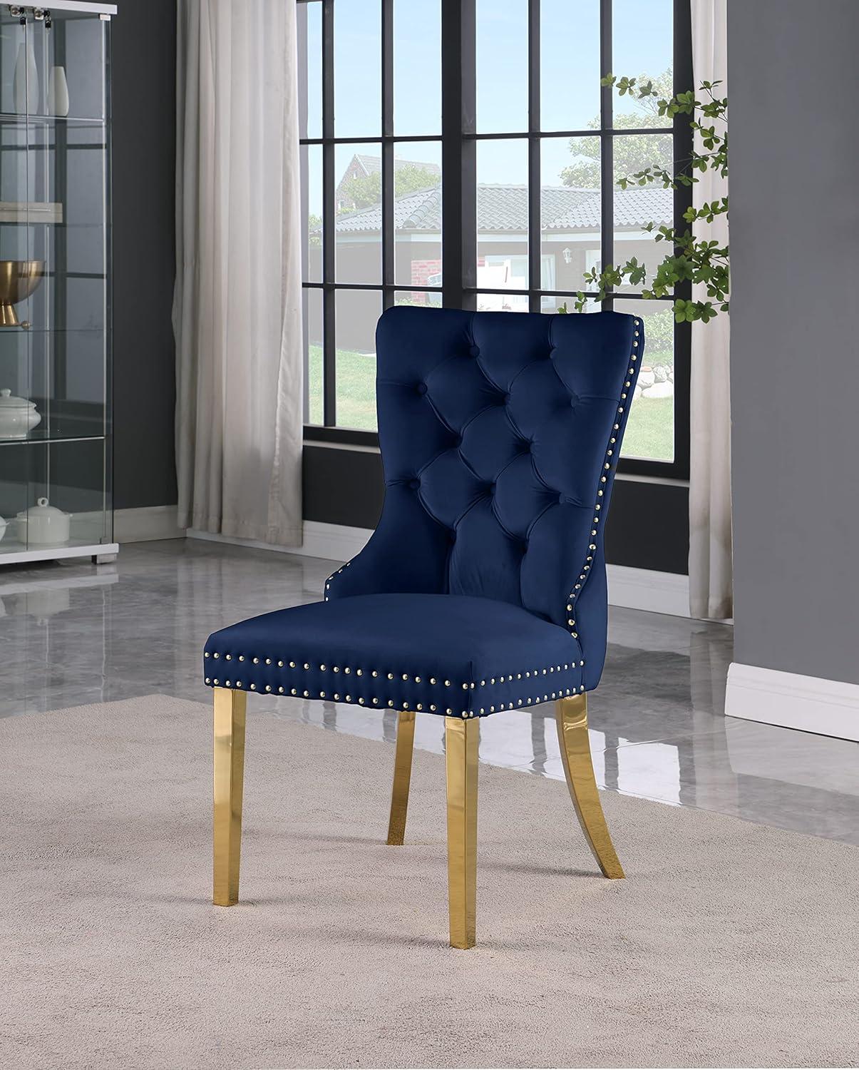 Meridian Furniture Carmen Navy Velvet Dining Chairs (Set of 2)