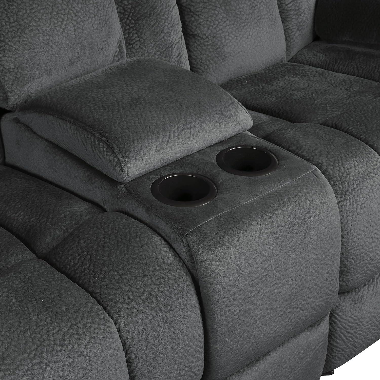 Lexicon Laurelton Microfiber Double Glider Reclining Love Seat in Charcoal