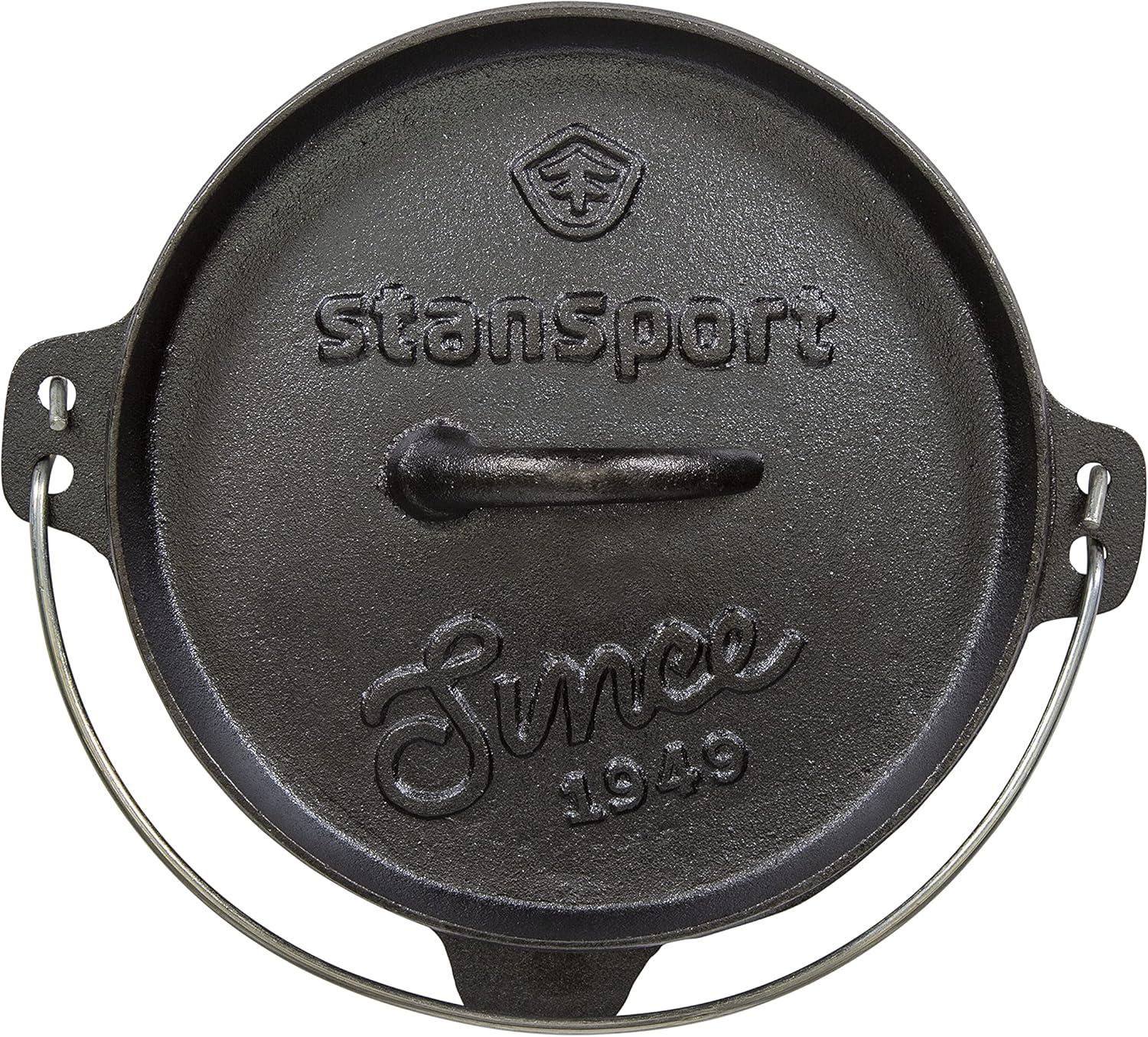 Stansport Preseasoned Cast Iron Flat Bottom Dutch Oven