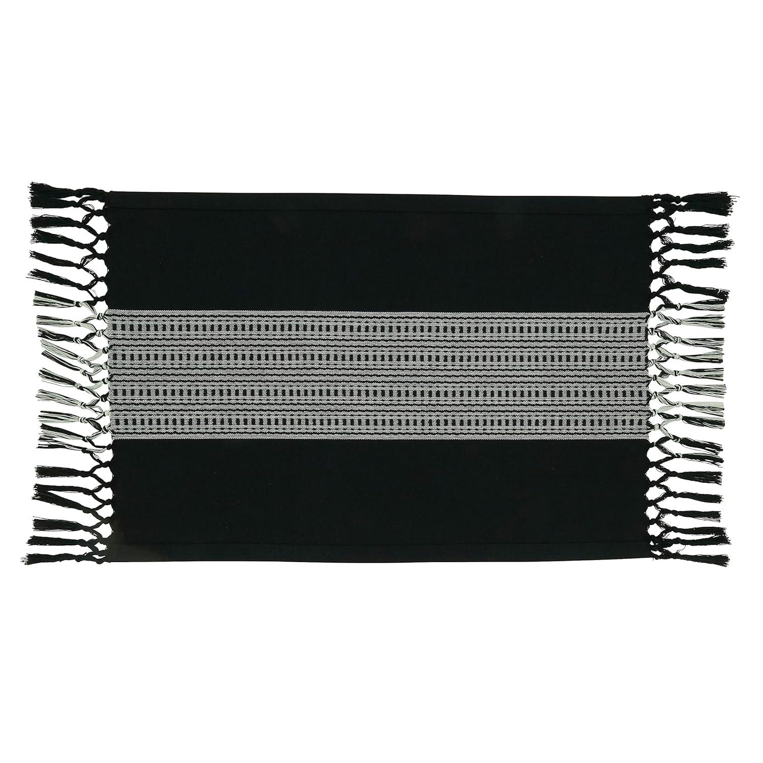 Saro Oceanside Collection 100% Cotton Striped Rectangle Placemat (Set of 4)