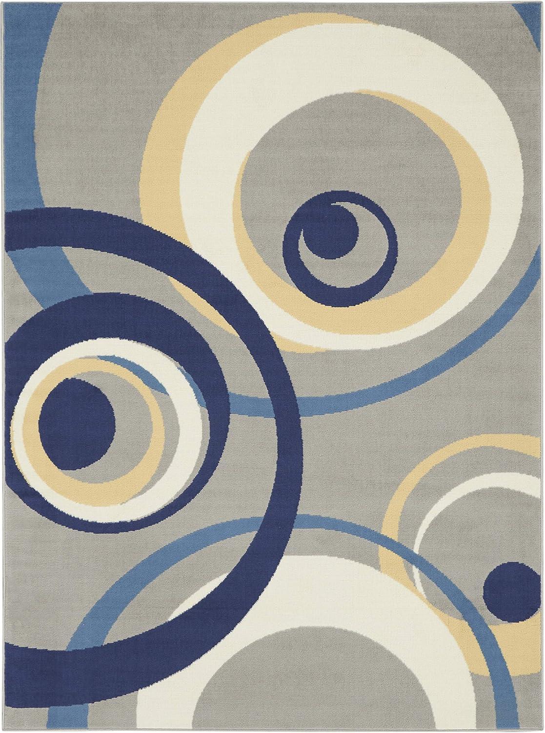 Retro Grafix Power-Loomed Grey 6' x 9' Synthetic Area Rug