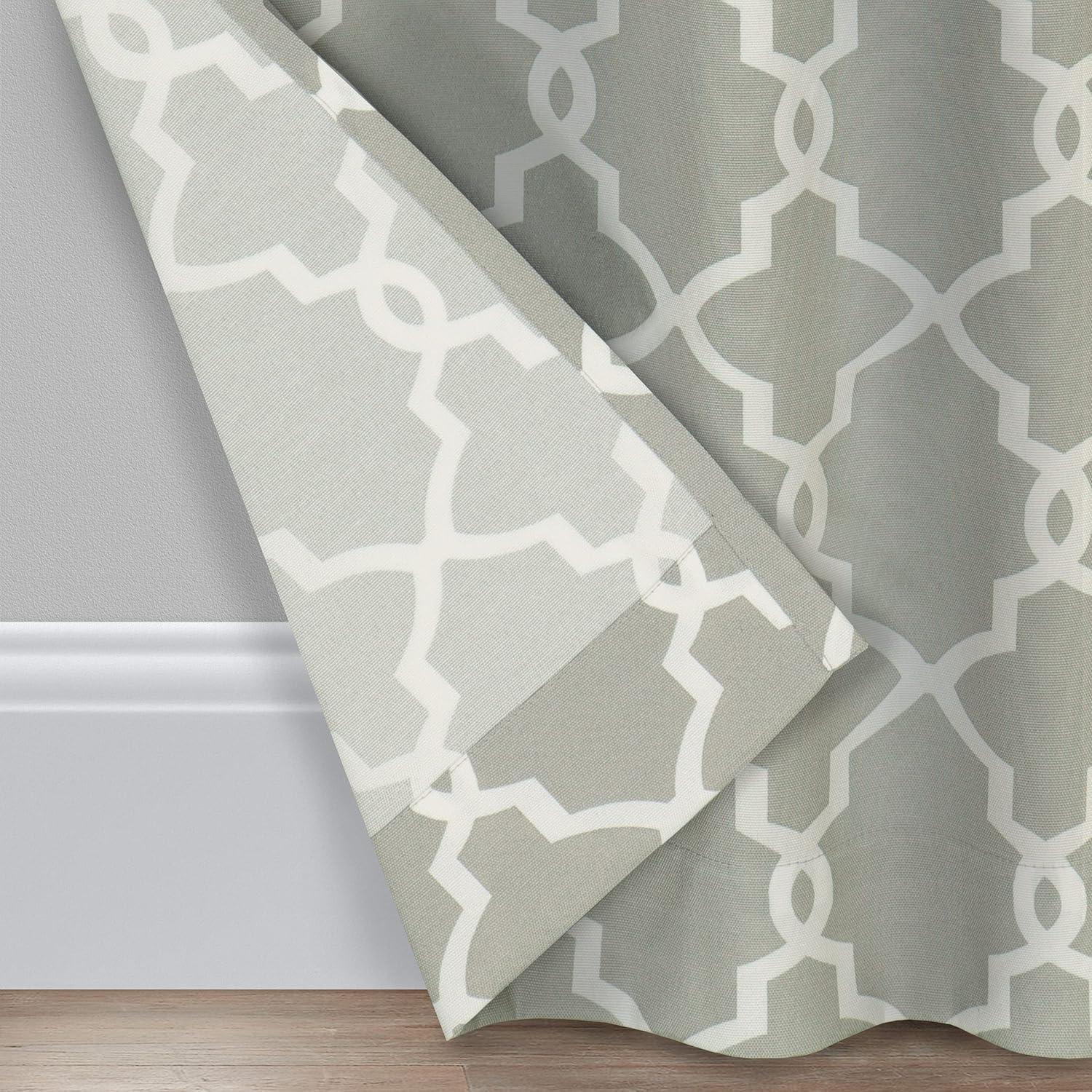 Ellery Homestyles Pairs to Go Vickery Printed Trellis Rod Pocket Window Curtain Panel Pair, 2 Pack Grey 56x84 84 Inches